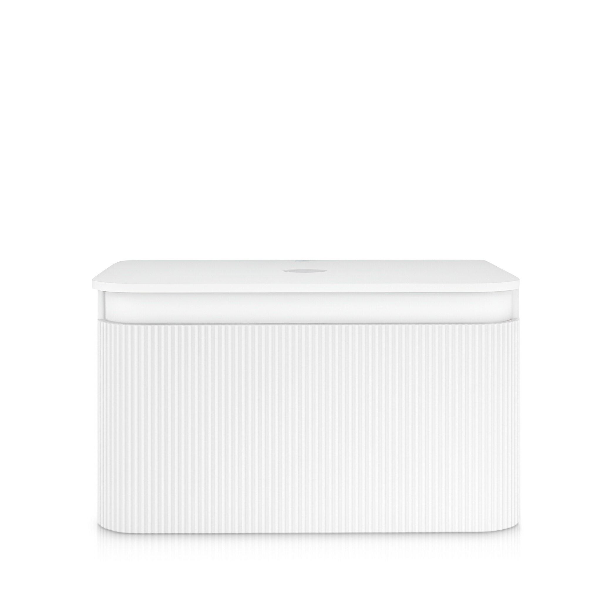 Meuble sous-vasque Vermont White 800 blanc brillant à lamelles, suspendu