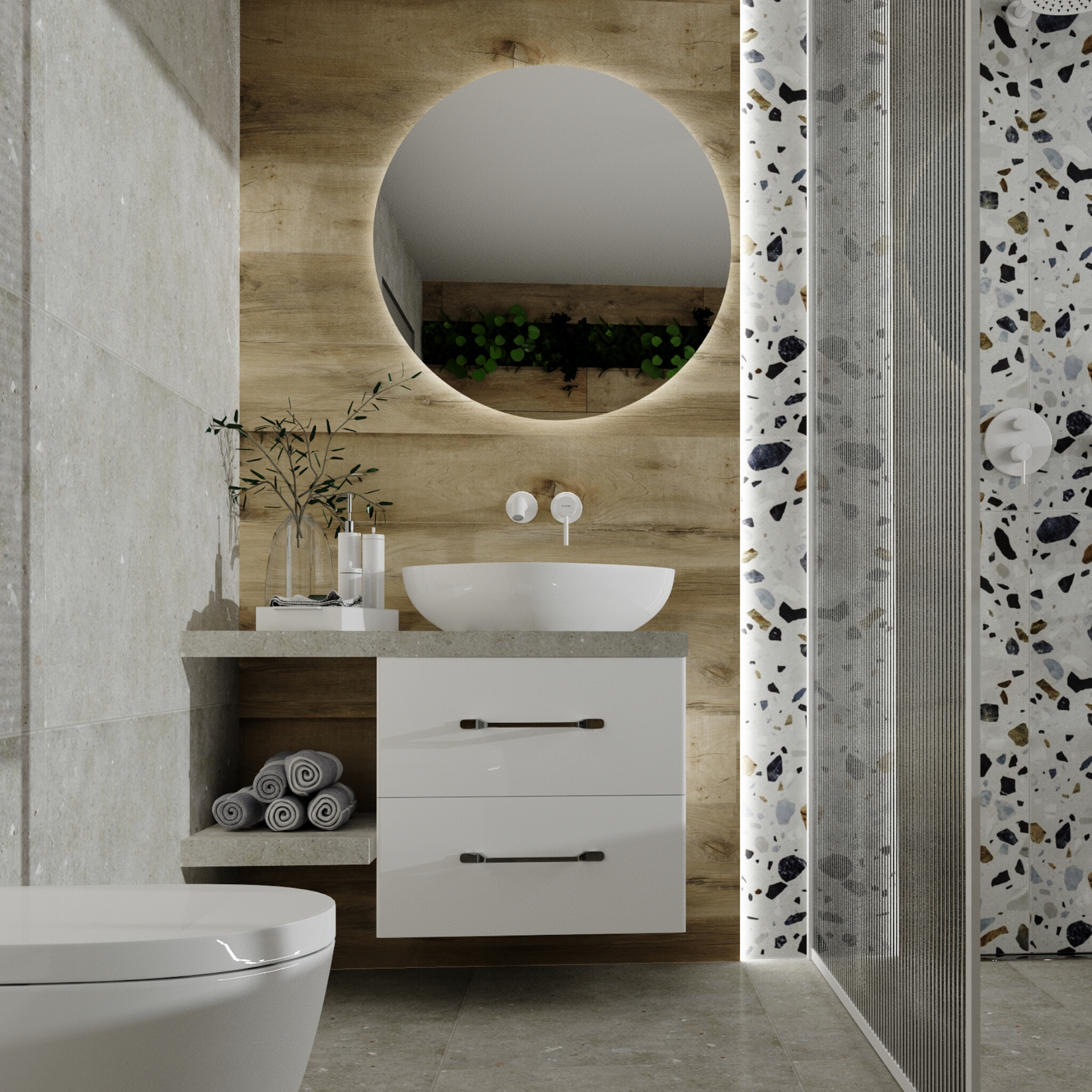 Miroir LED AURA 69 rond avec interrupteur tactile