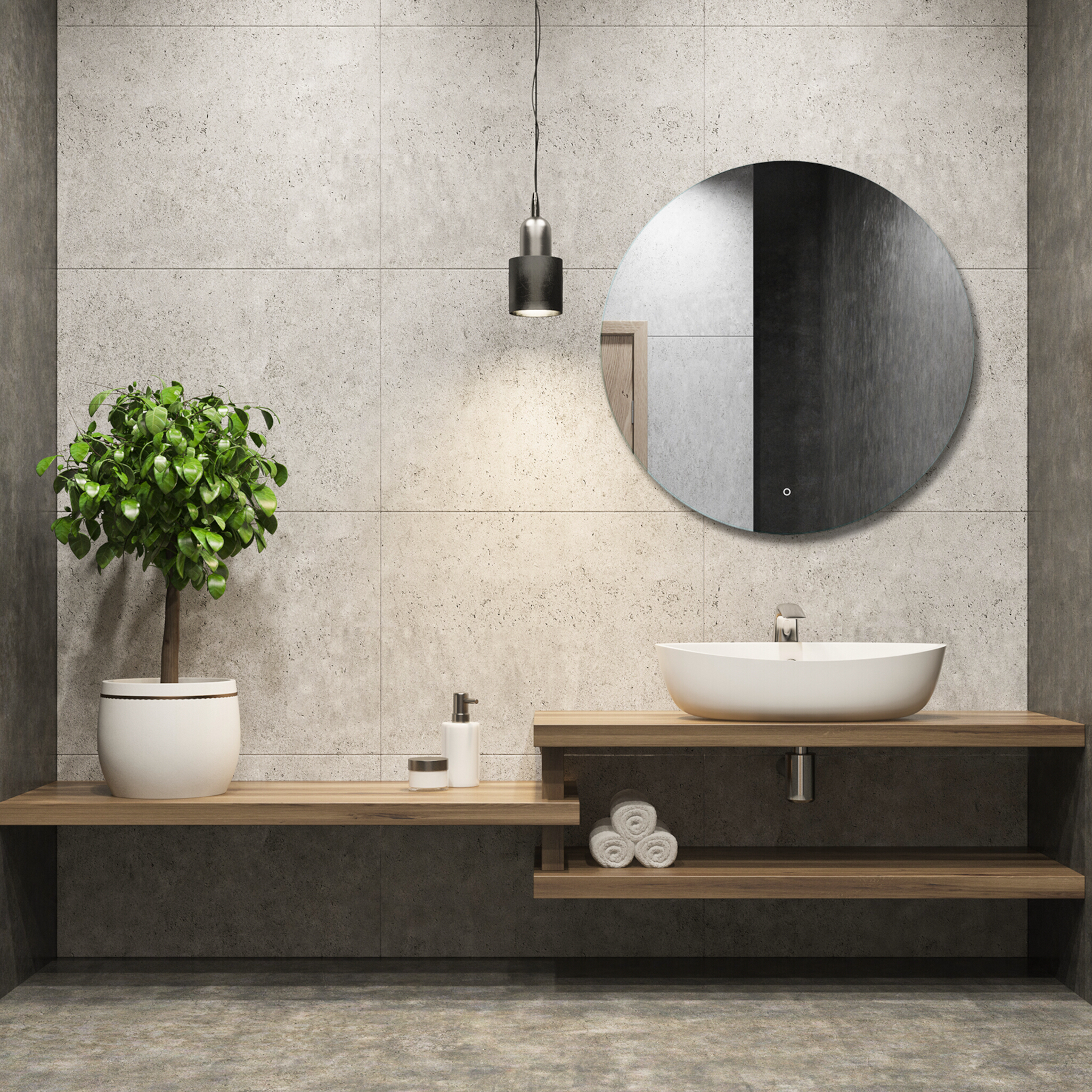 Miroir LED AURA 80 rond avec interrupteur tactile