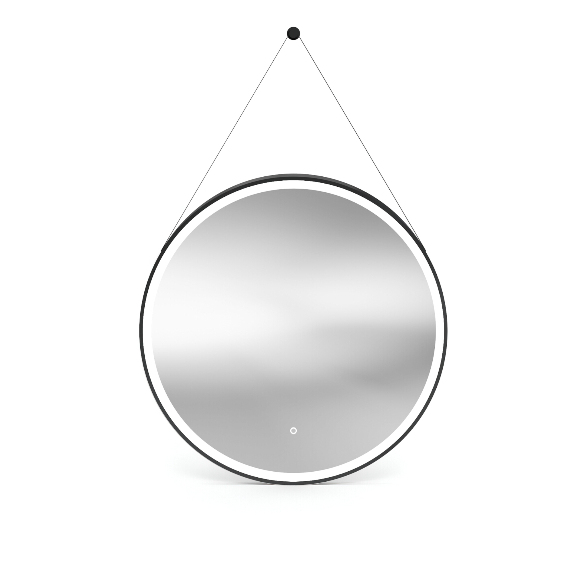 Miroir rond Ava 60 à cadre noir avec interrupteur tactile
