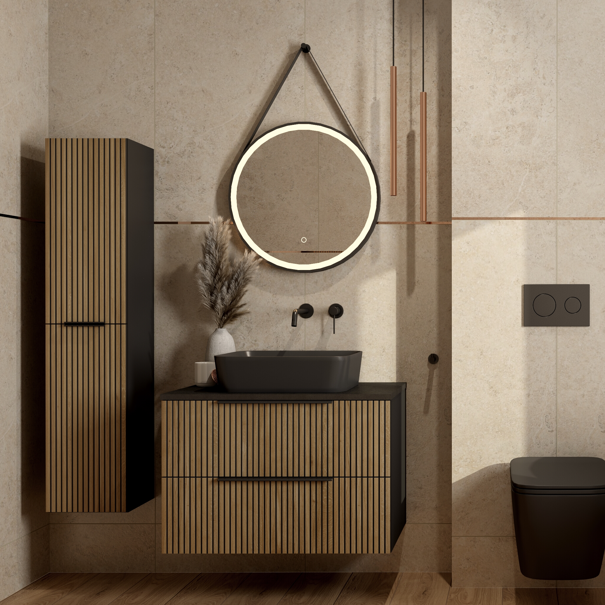 Miroir rond Ava 60 à éclairage LED blanc froid