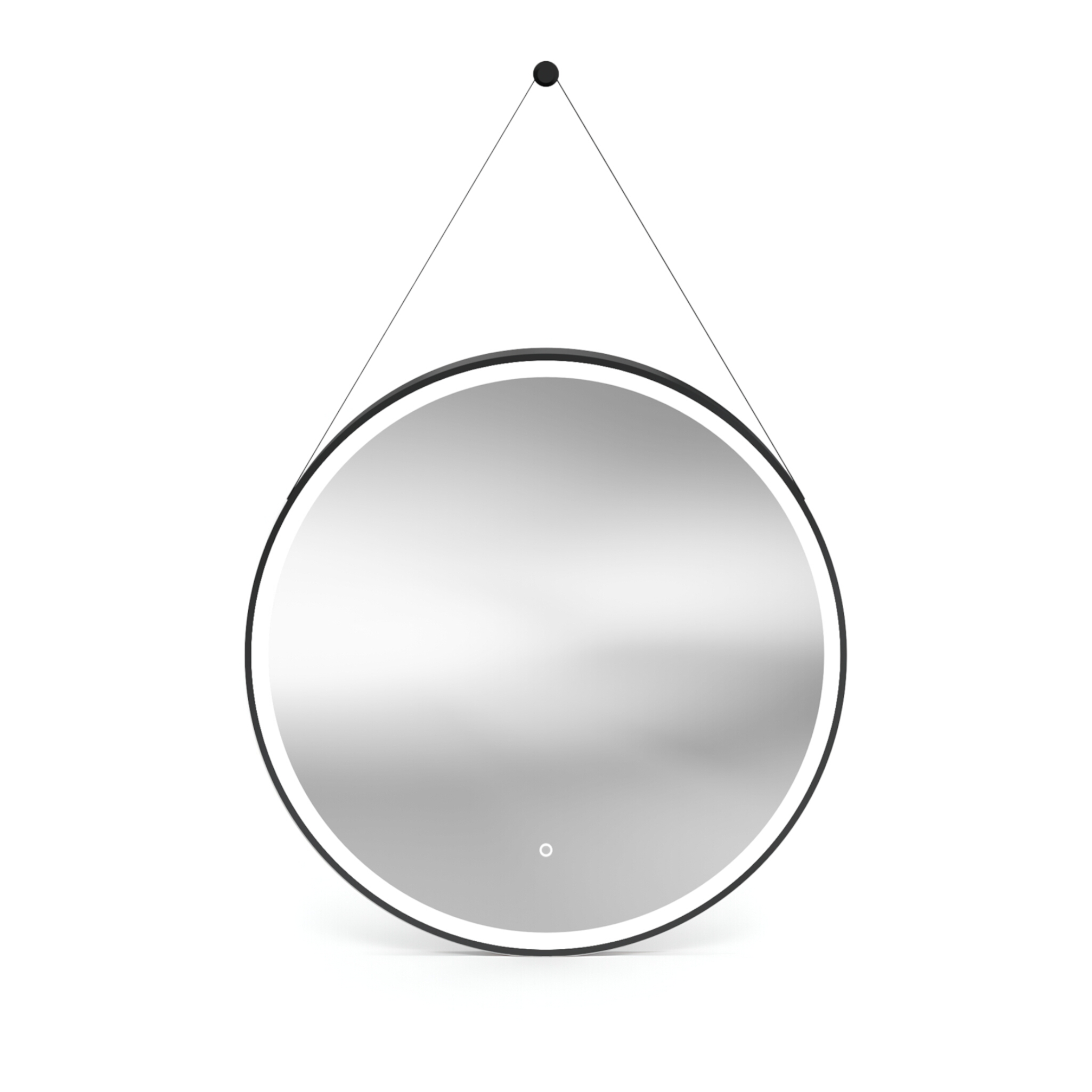 Miroir rond AVA 80, cadre noir autour du verre sablé