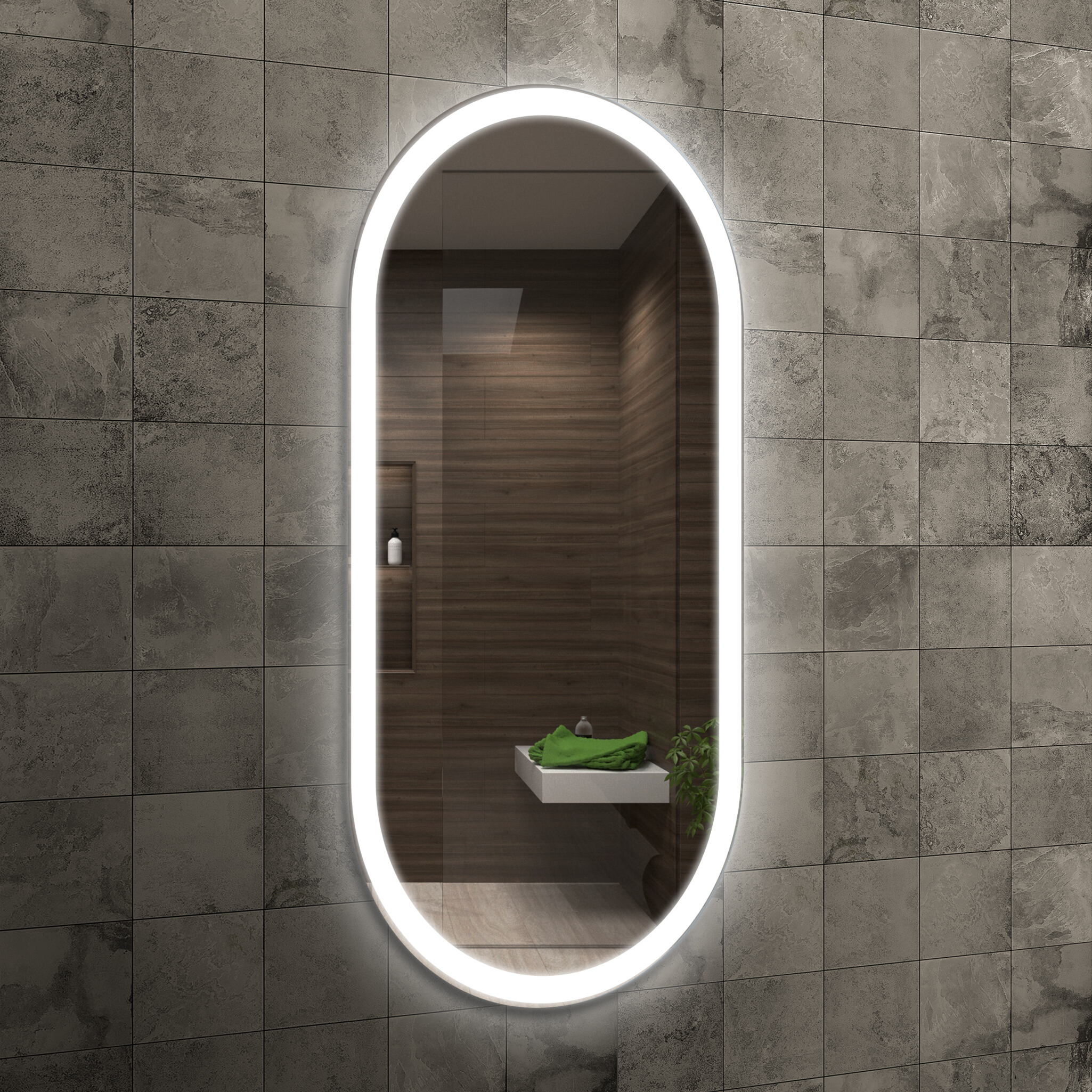 Miroir ovale Kalisto avec éclairage LED intégré