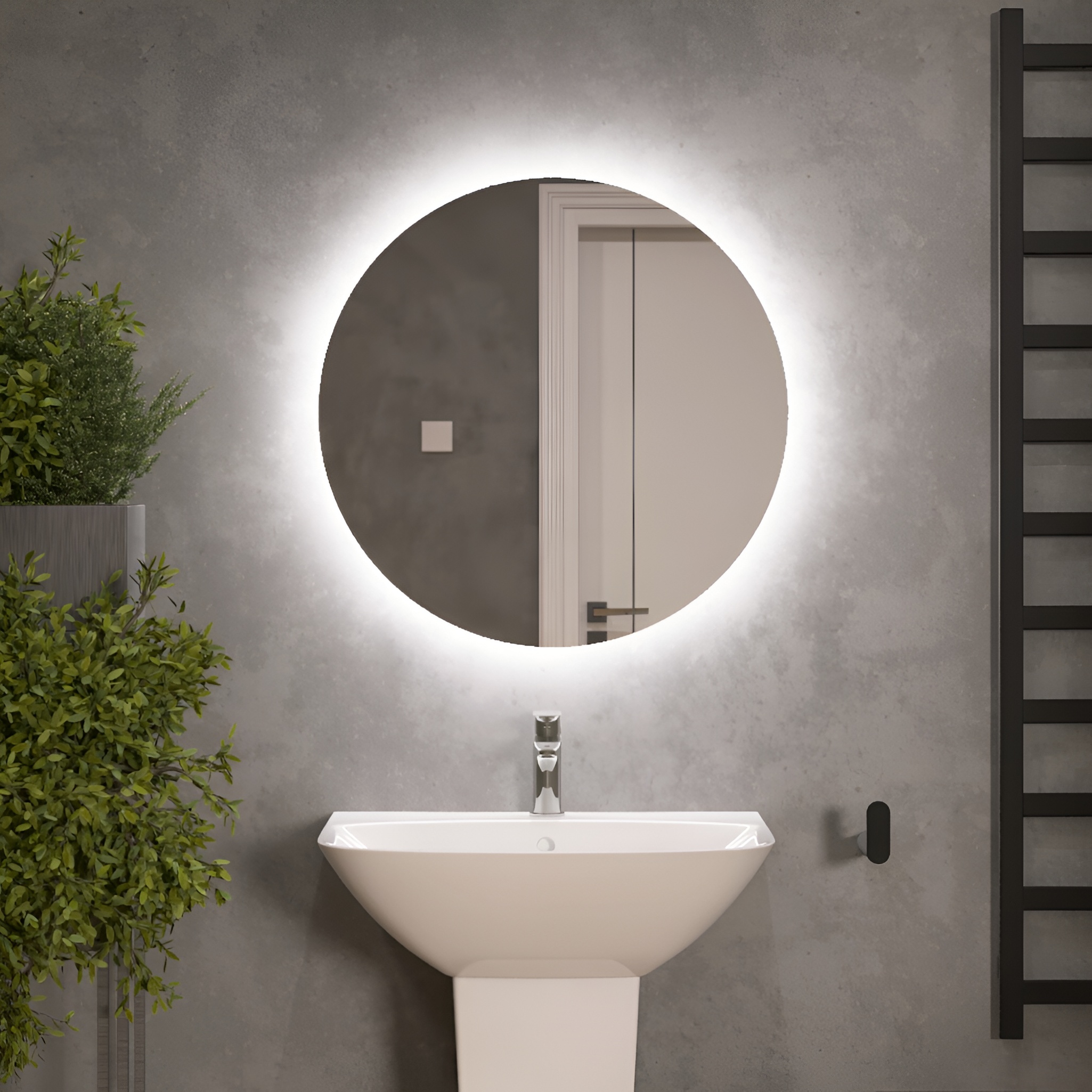 Miroir LED rond Kiane 60, verre aux bords polis