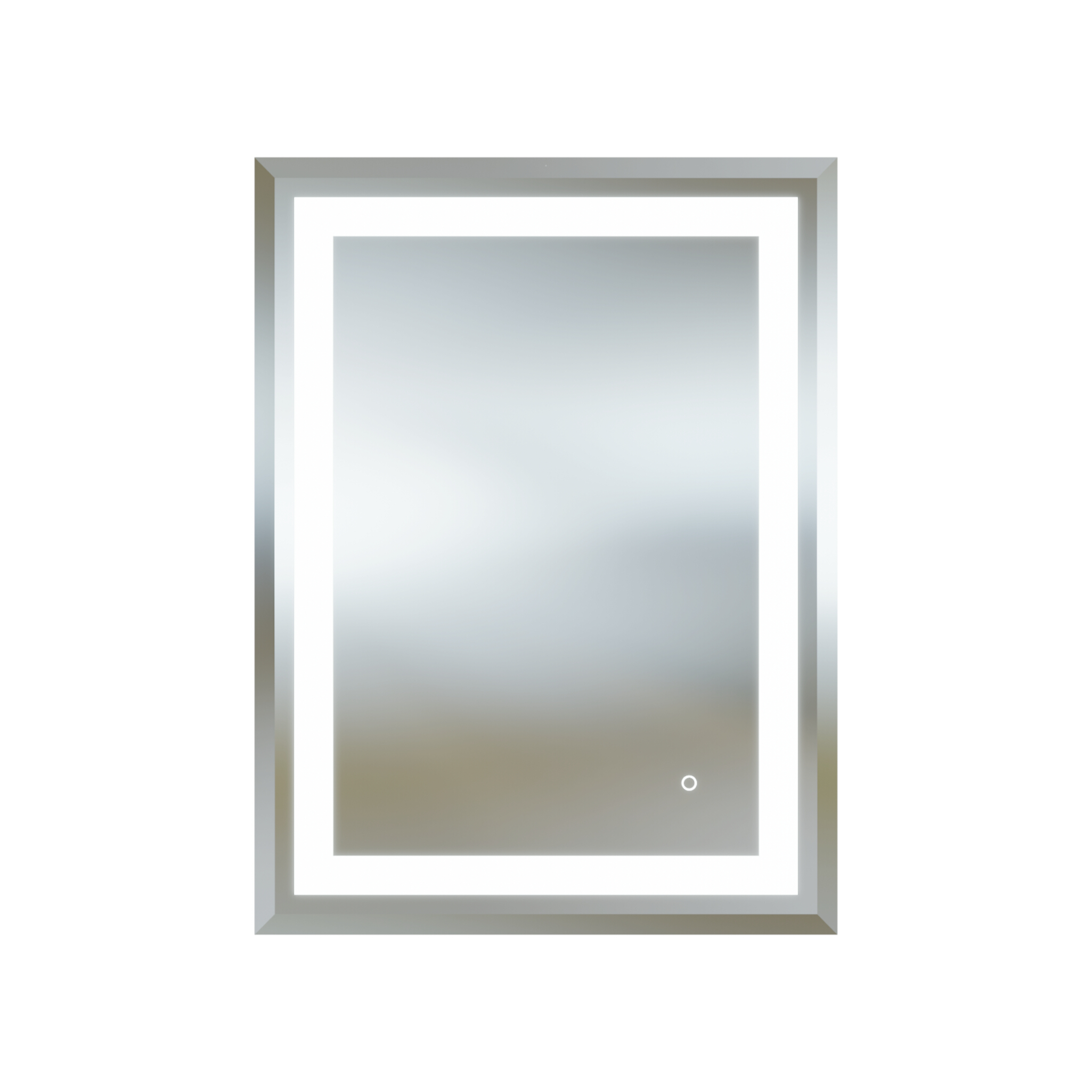 Miroir mural LED LATONA 60x80 avec bords biseautés et cadre en aluminium