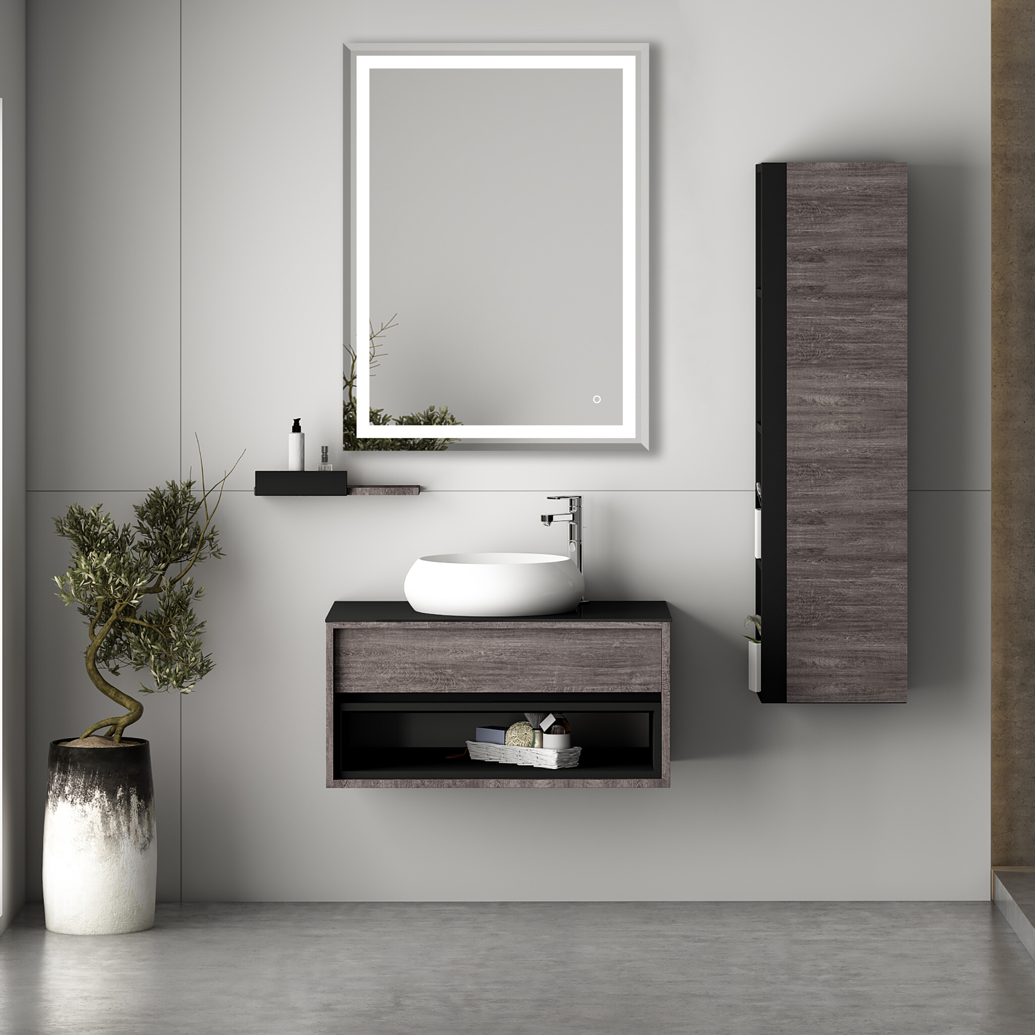 Miroir LATONA 60 × 80 cm avec éclairage LED et interrupteur tactile