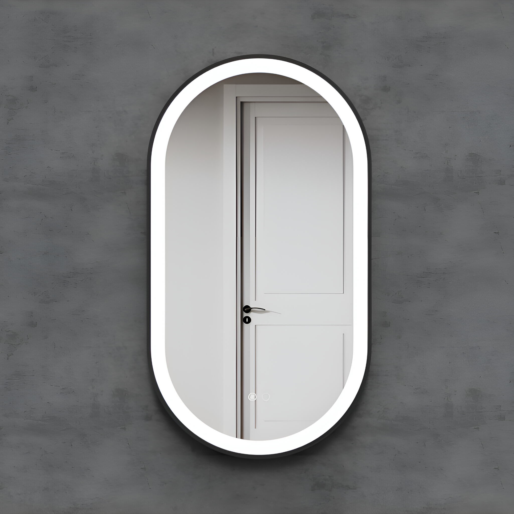 Miroir LED ovale Leto 50 × 90 cm avec surface sablée