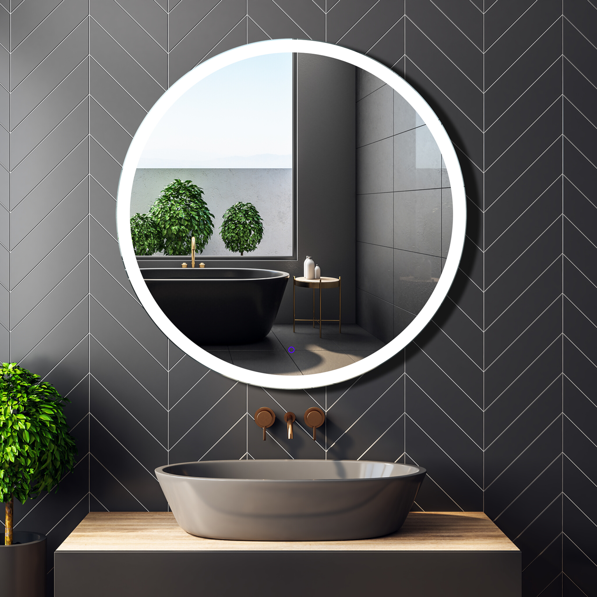 Miroir LED LOTIS 80 rond avec interrupteur tactile