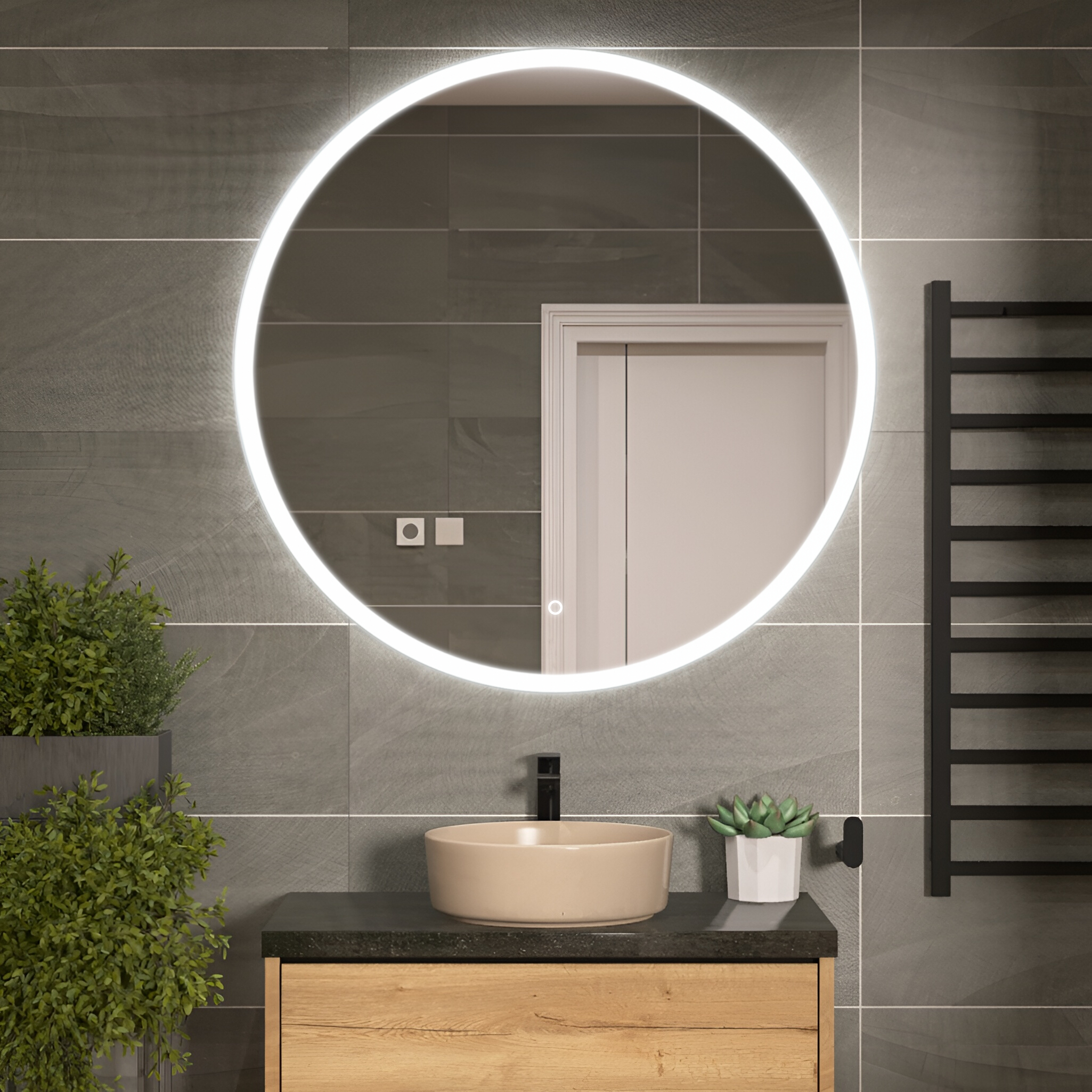 Miroir LED LOTIS 100 rond avec interrupteur tactile