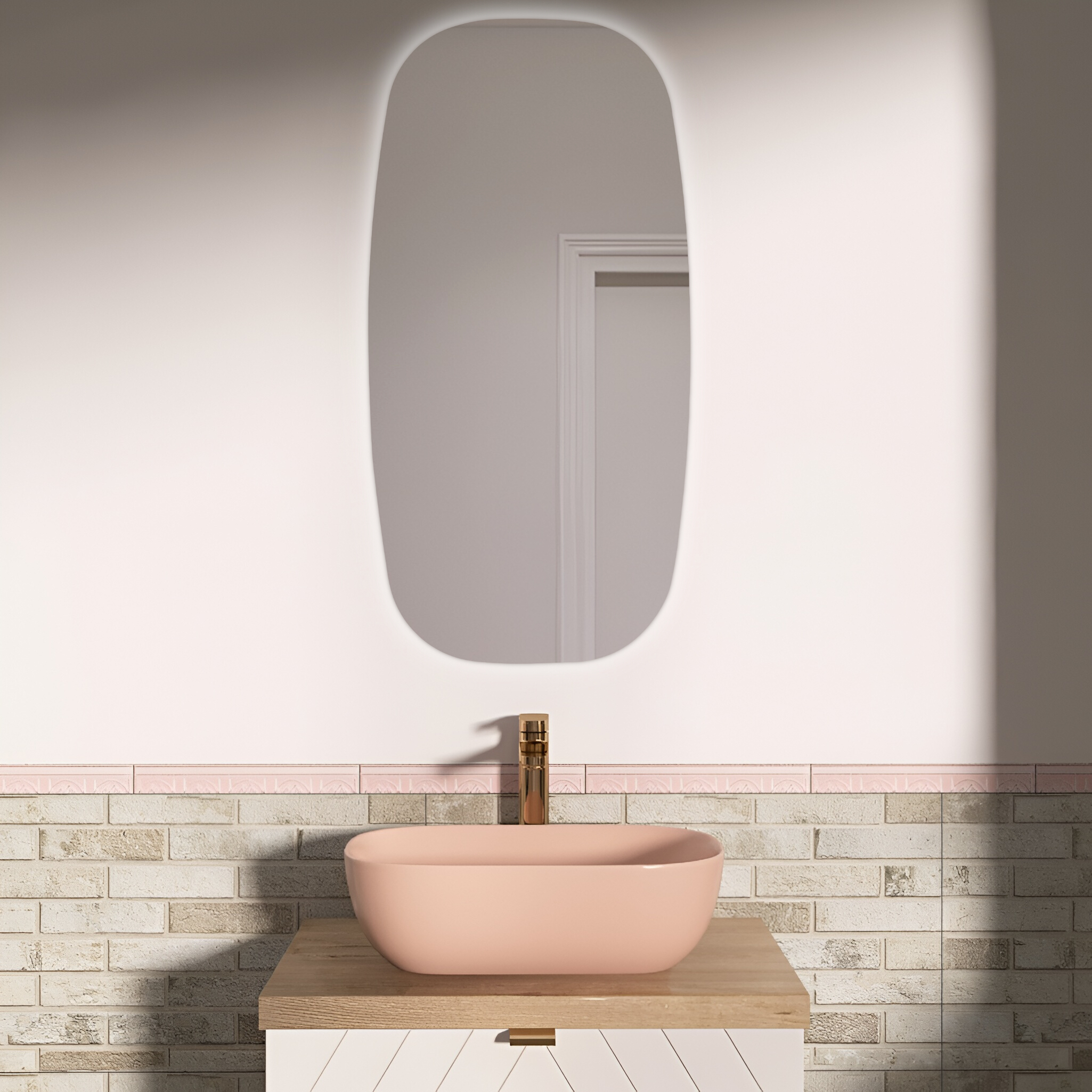 Miroir LED ovale Nereida pour salle de bains