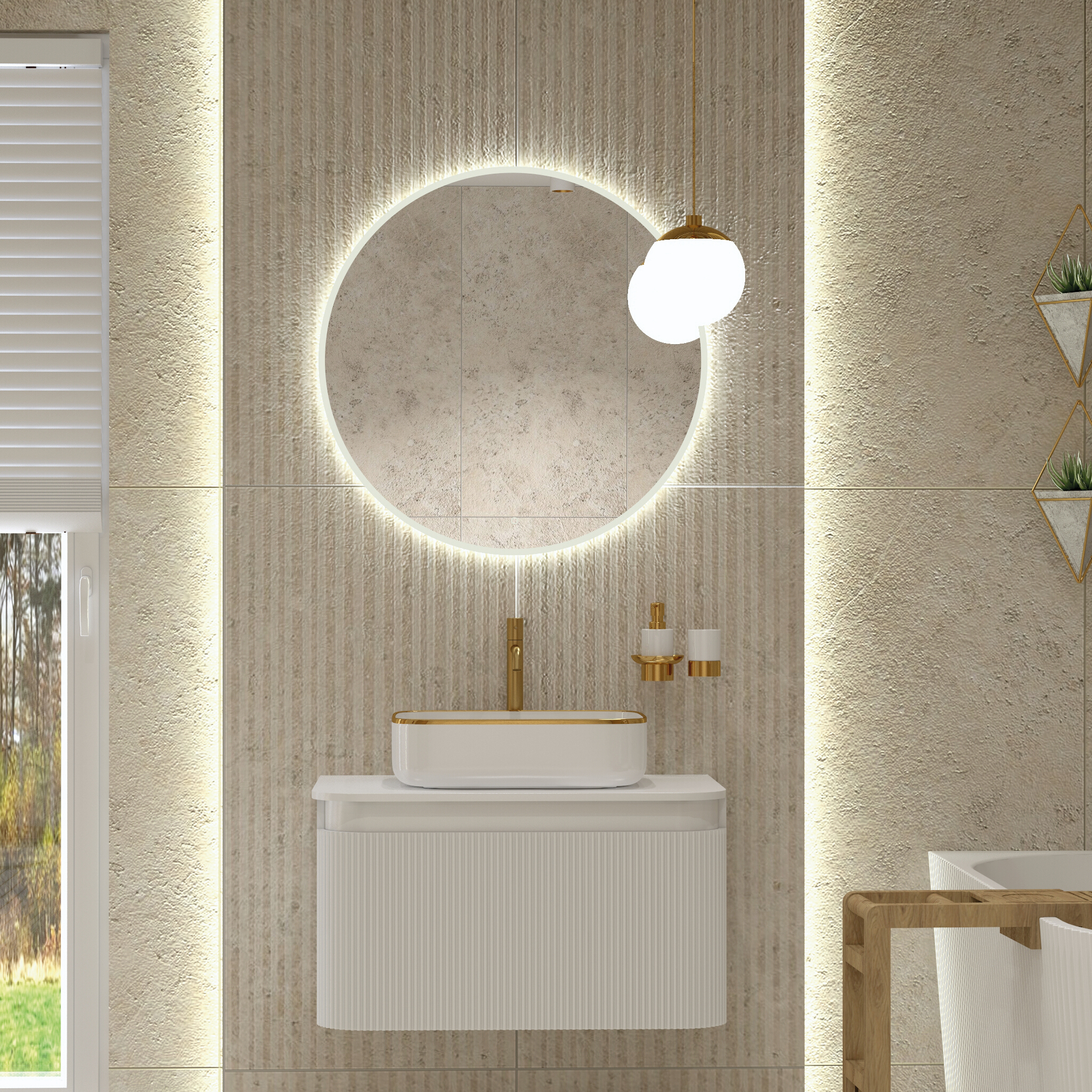 Miroir LED rond Stilbe 80 avec interrupteur tactile