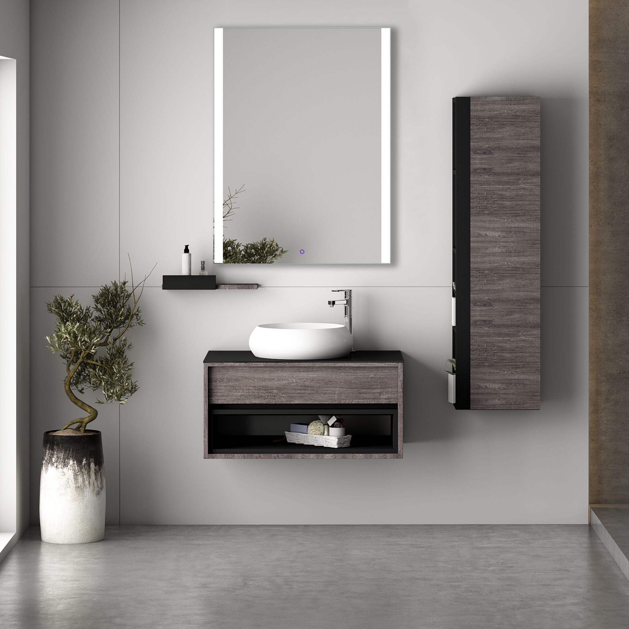 Miroir rectangulaire SYLENI avec éclairage LED