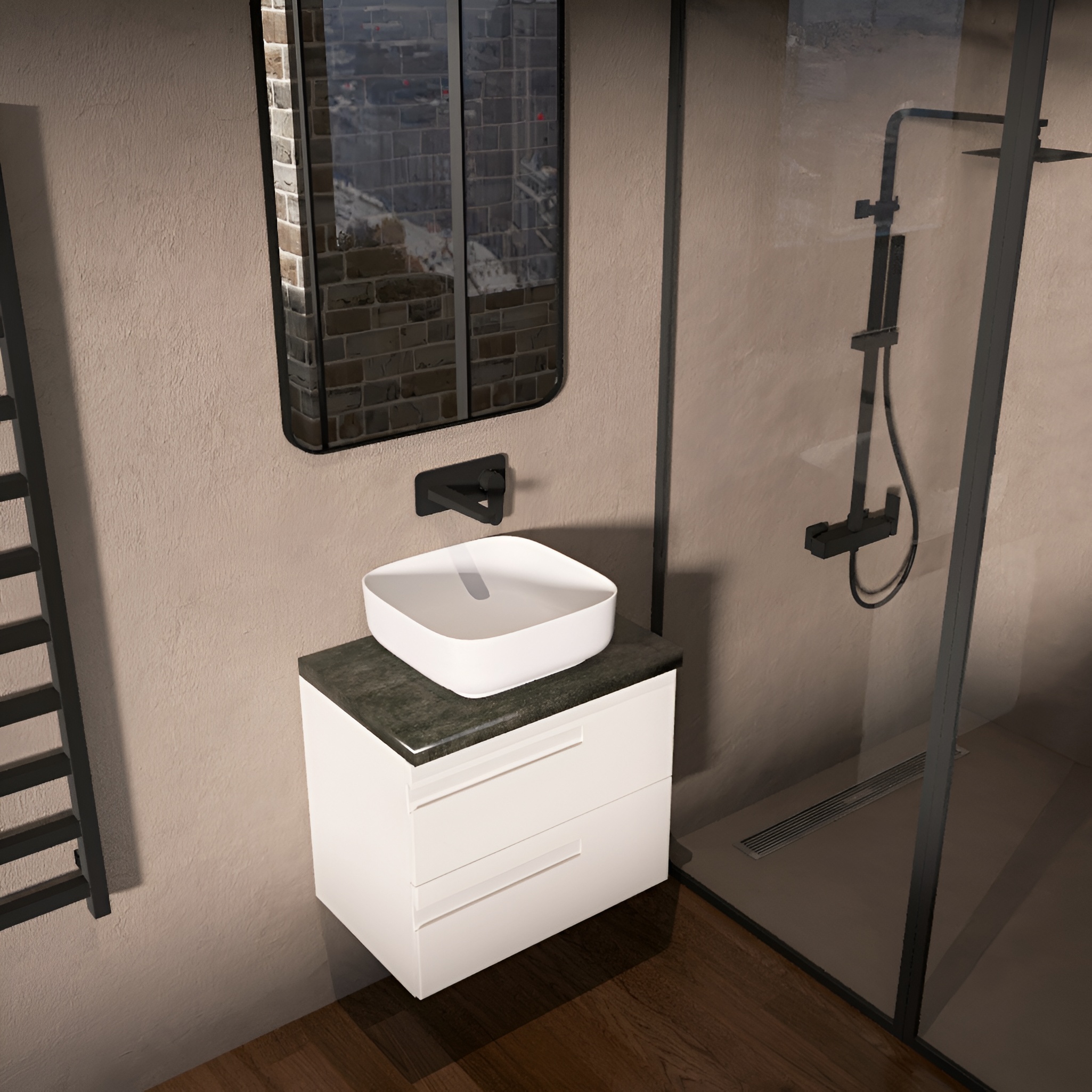 Plan de toilette graphite pour un espace lavabo de 60 cm