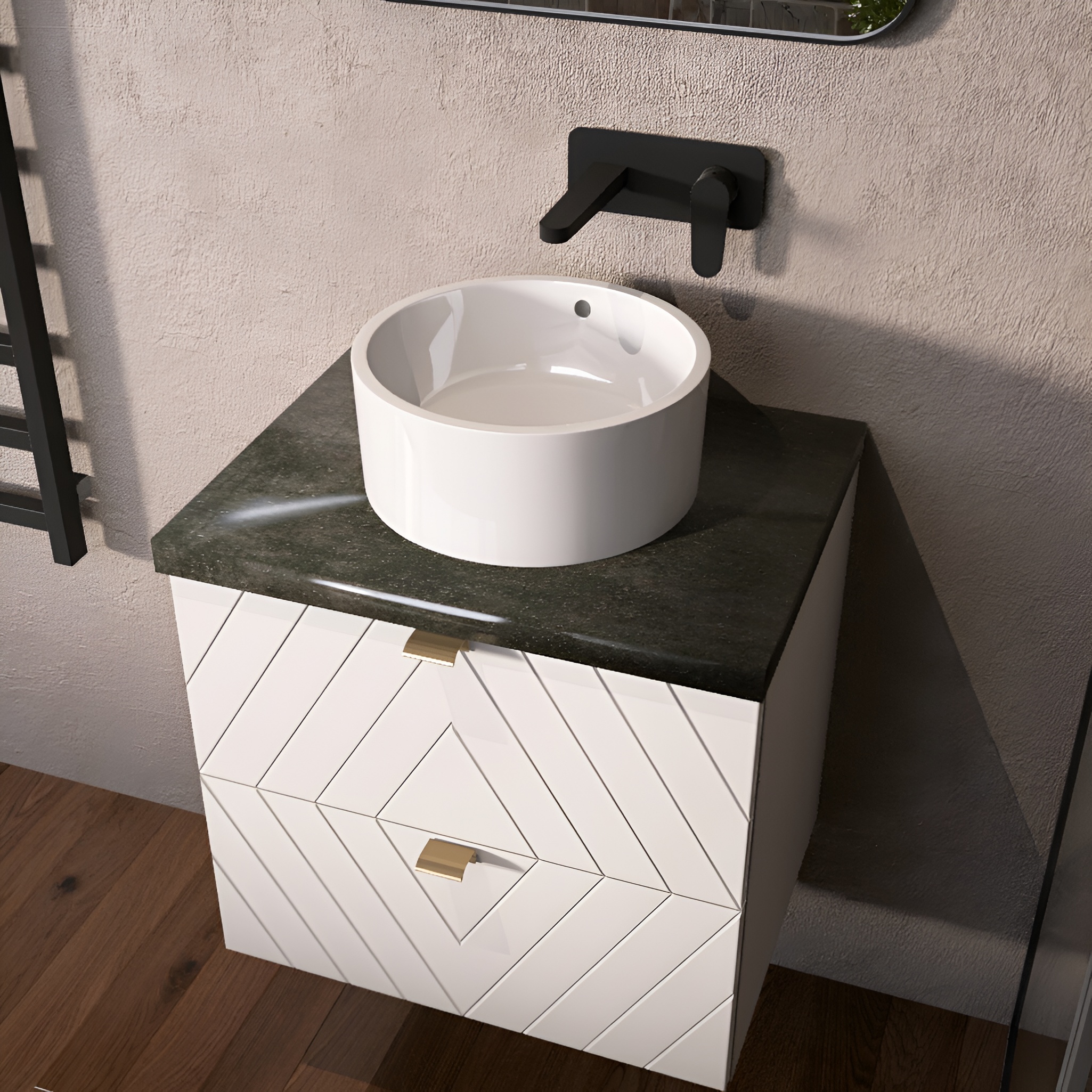 Panneau de meuble Graphite 605 × 470 mm pour vasque à poser