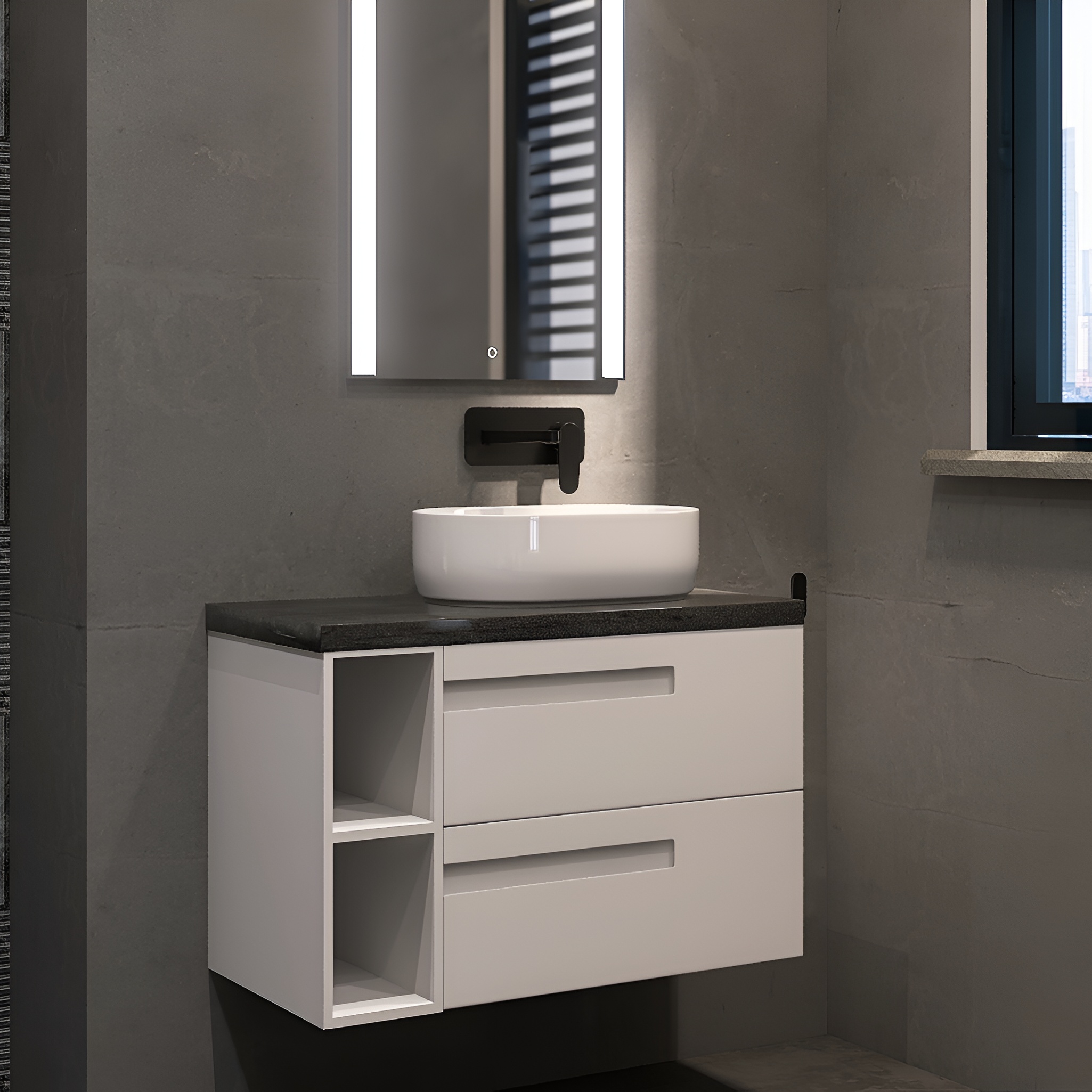 Panneau de meuble Graphite pour un espace lavabo de 80 cm