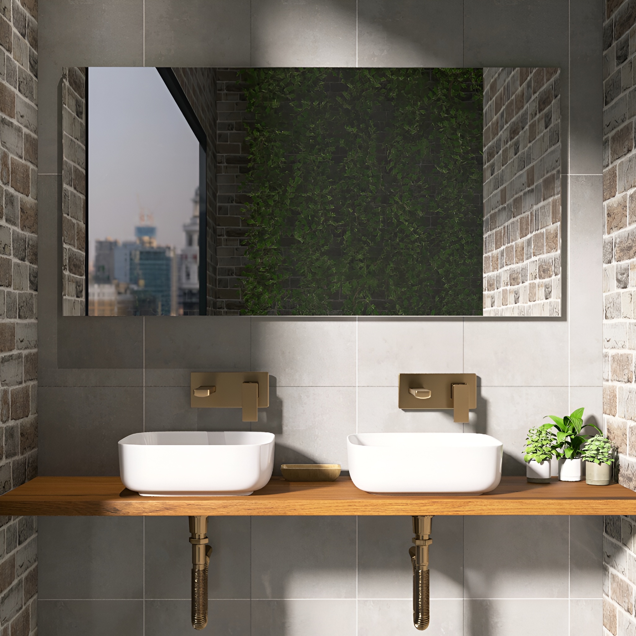 Plan de toilette noyer 1 305 × 400 mm pour vasques à poser