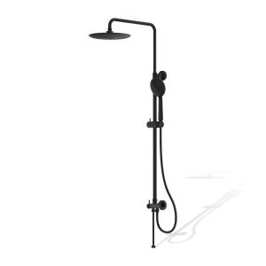 Système de douche apparent avec douche de pluie Orion Matt Black – sans robinetterie - Image supplémentaire