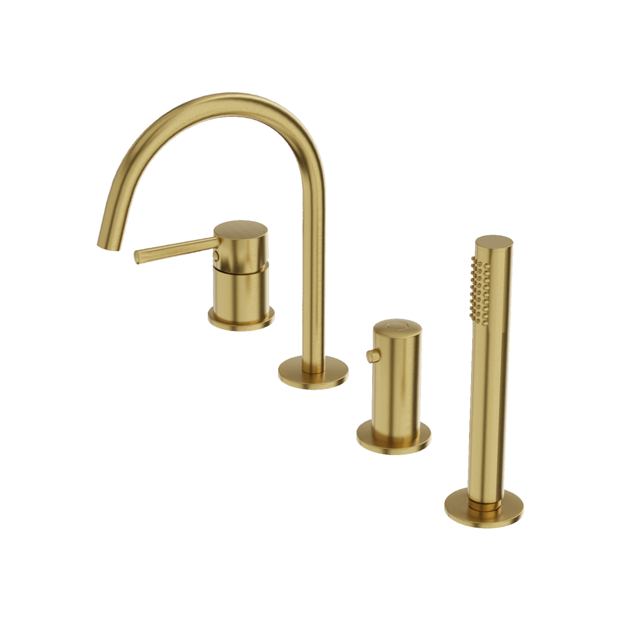 Robinetterie de baignoire Orion 4 trous Brushed Gold – l'élégance et la fonctionnalité à la perfection