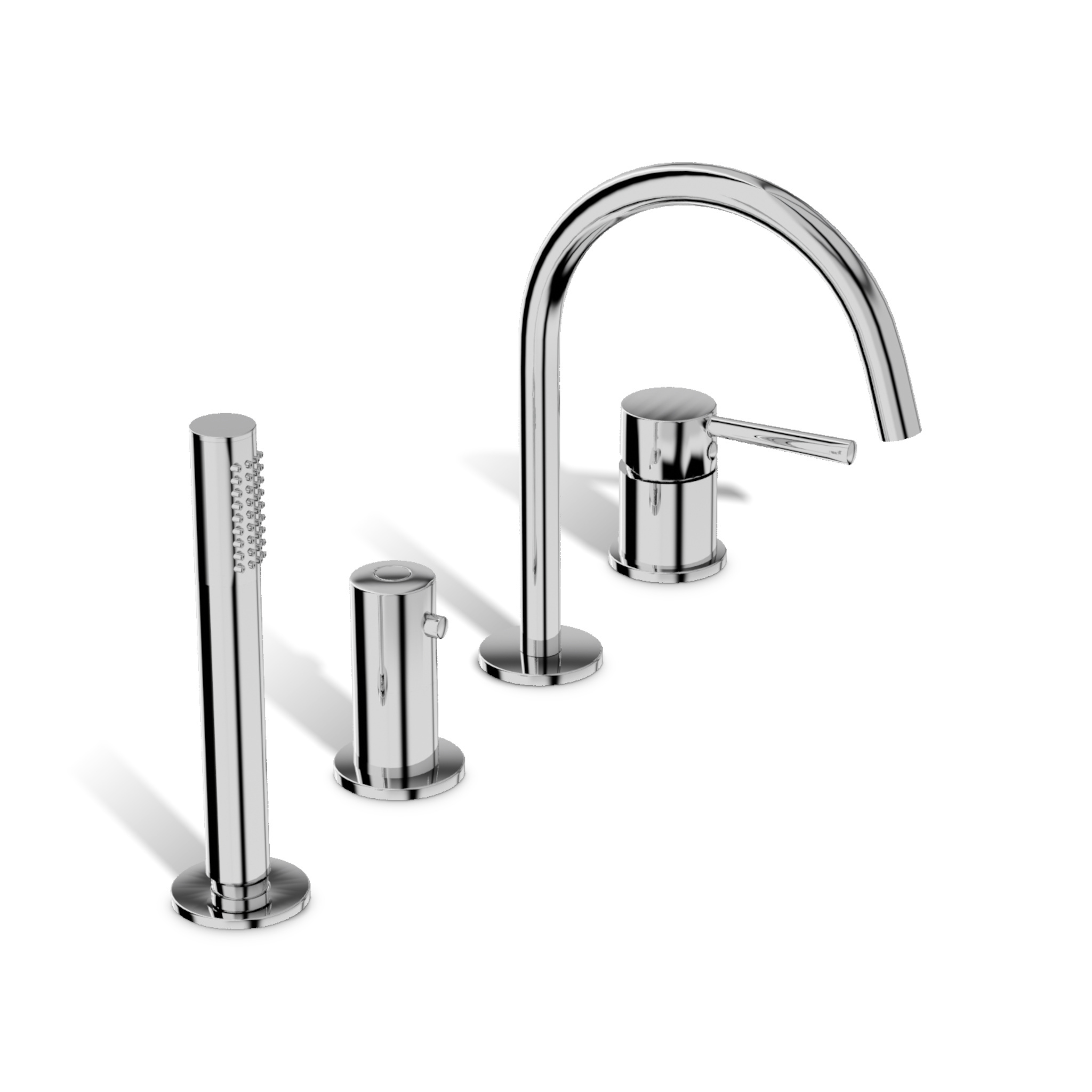Robinetterie de baignoire Orion Chrome à 4 trous avec douchette