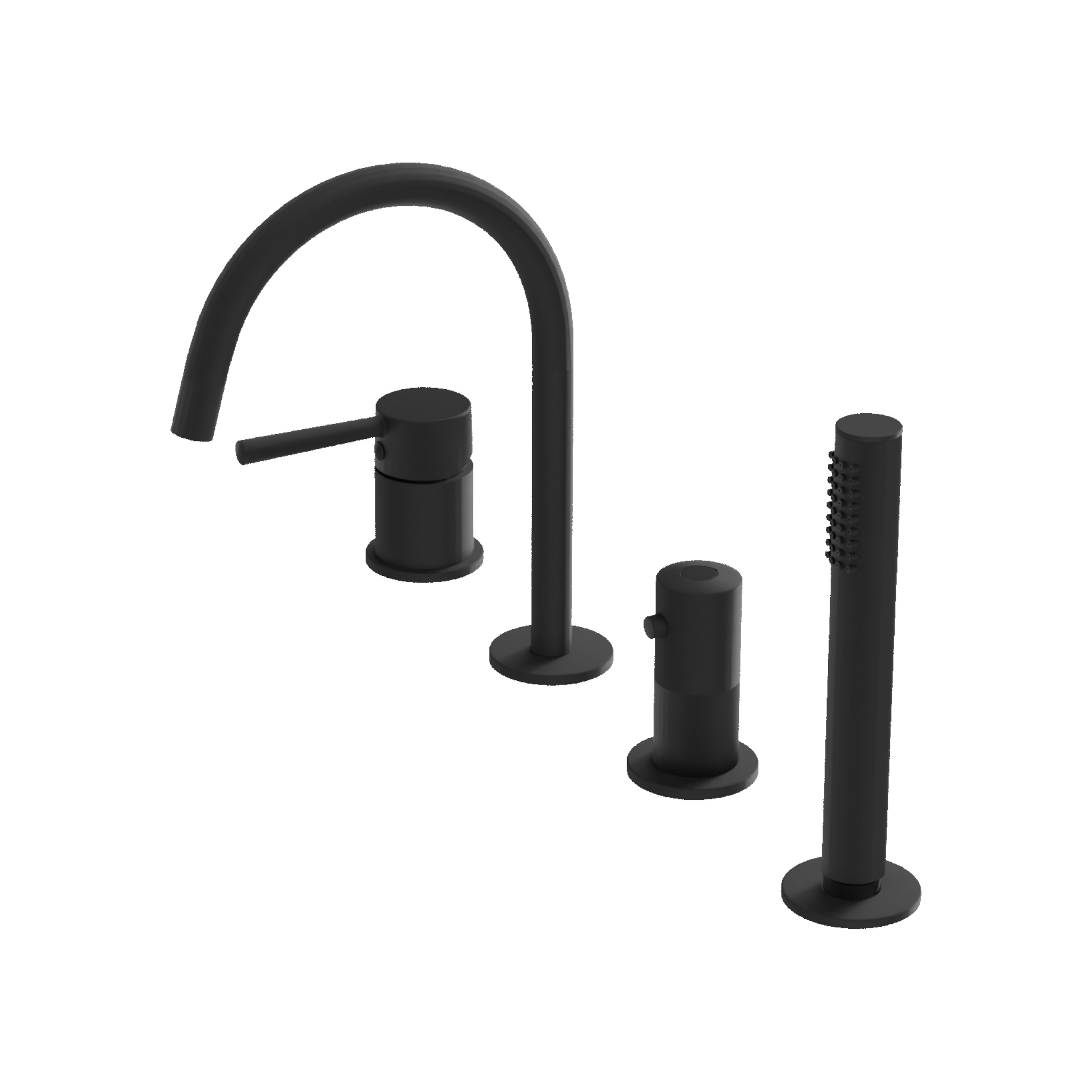 Robinetterie de baignoire 4 trous Orion Matt Black – l'élégance du noir mat pour la baignoire