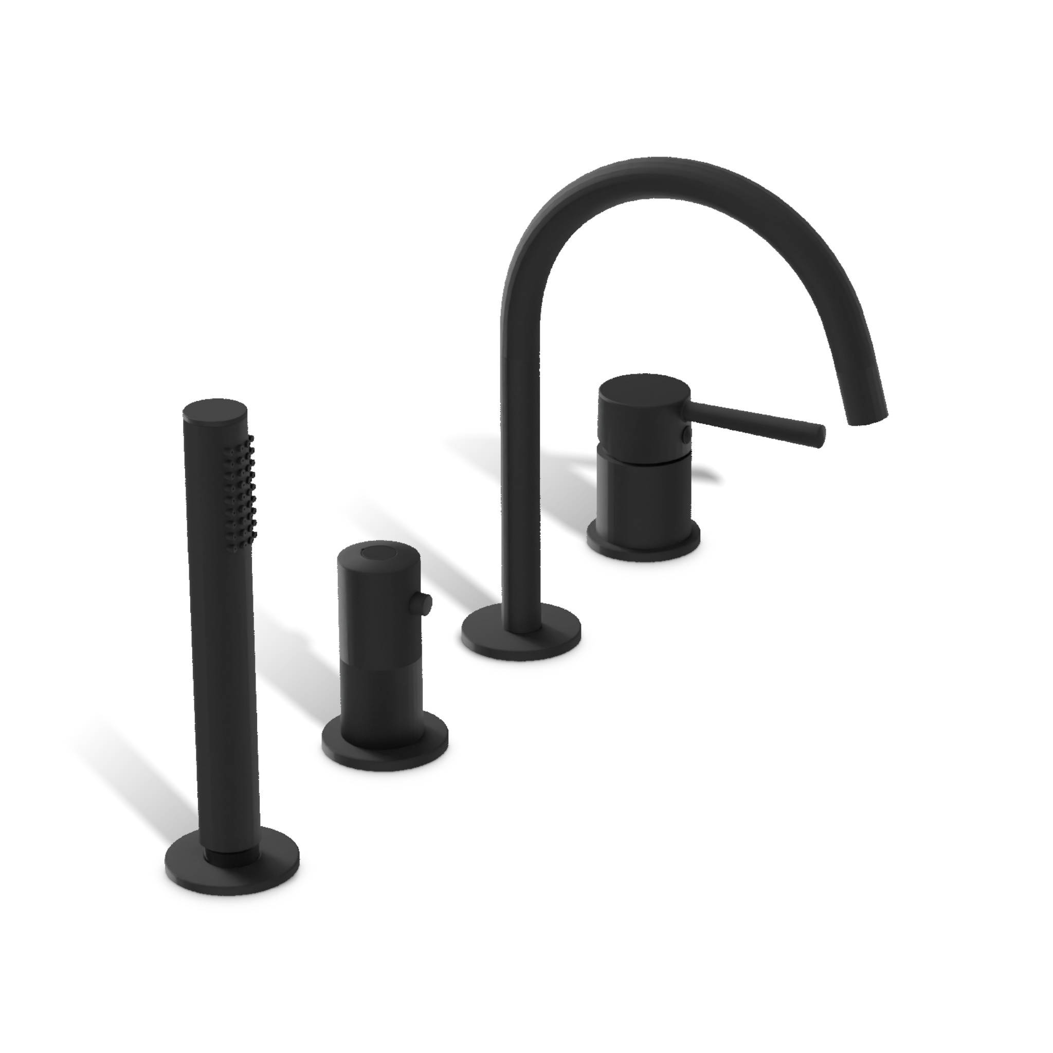 Robinetterie 4 trous Orion noir mat avec douchette