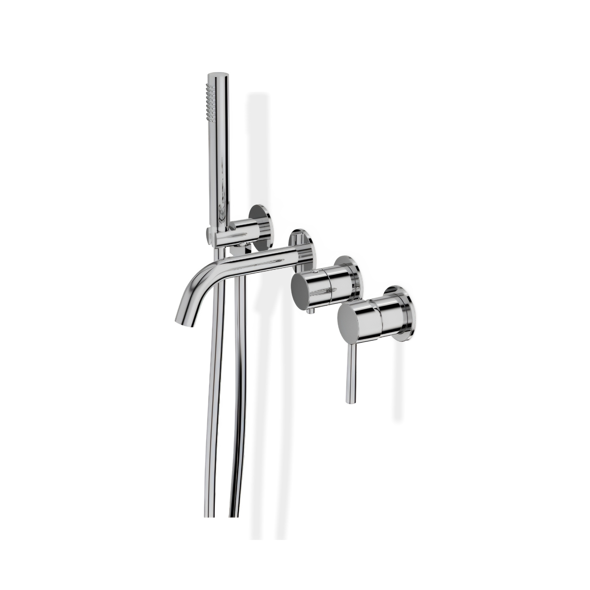 Robinetterie de baignoire Orion en chrome brillant avec douchette