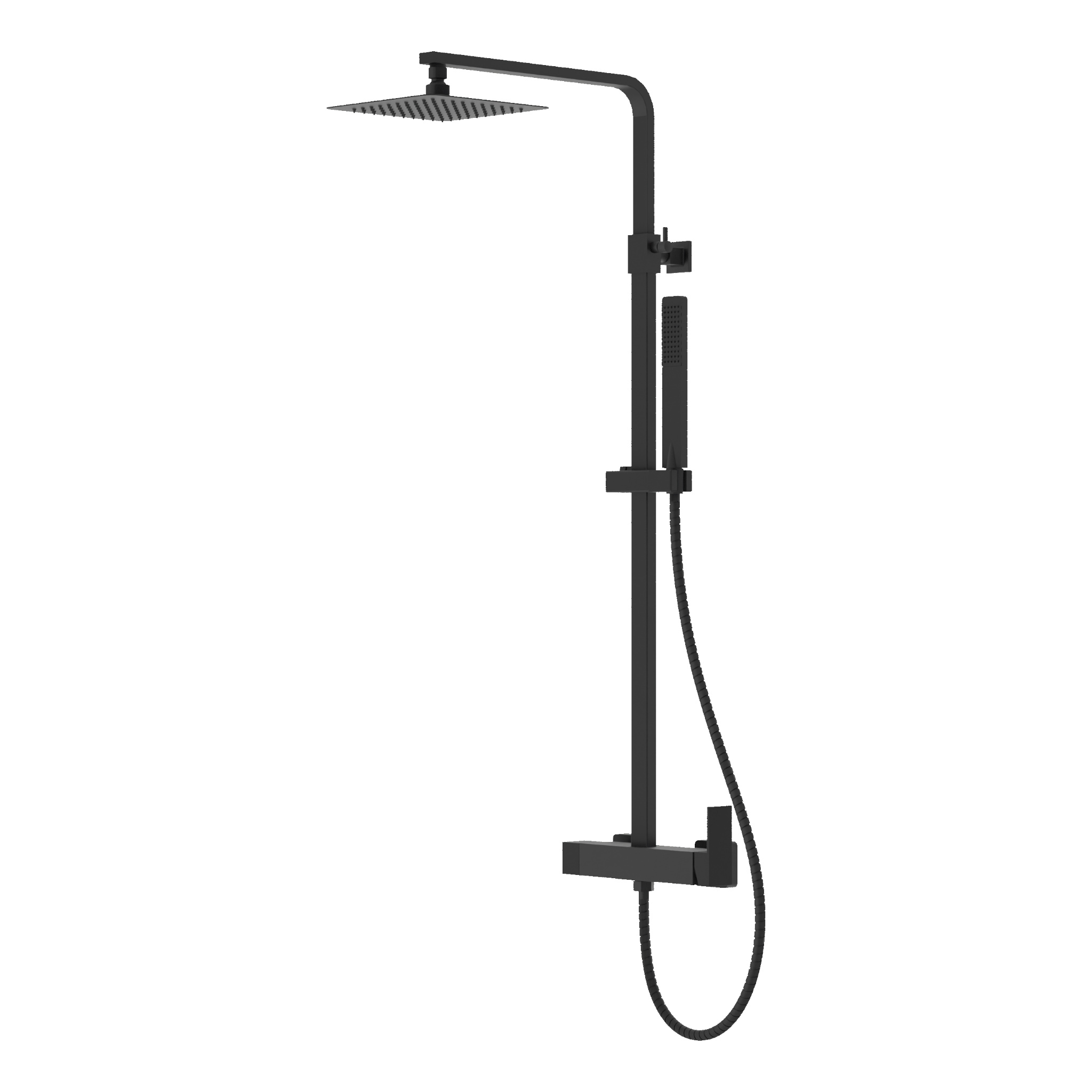 Système de douche apparent Aquila Matt Black avec douche de pluie