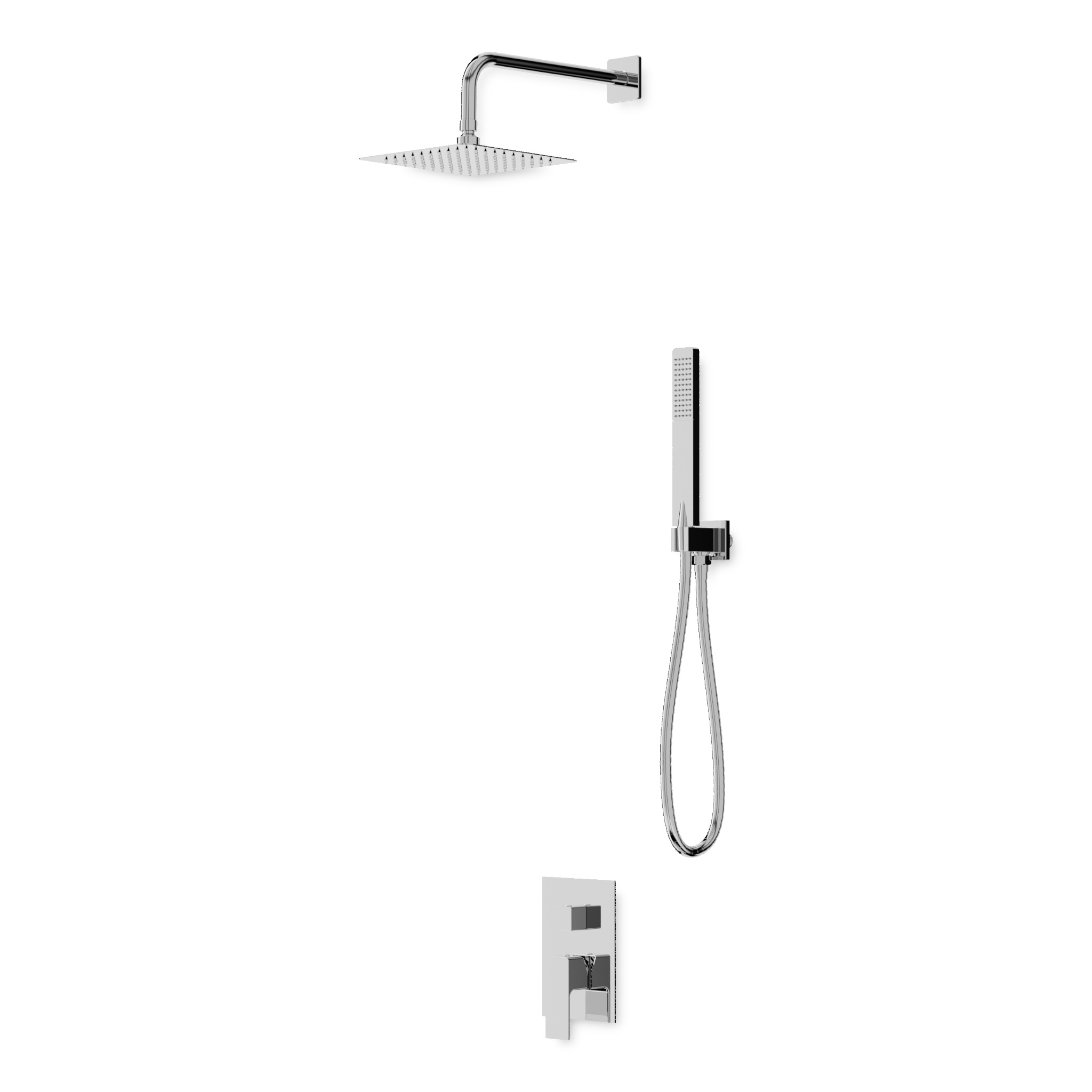 Douche de pluie et douchette à main Aquila en chrome
