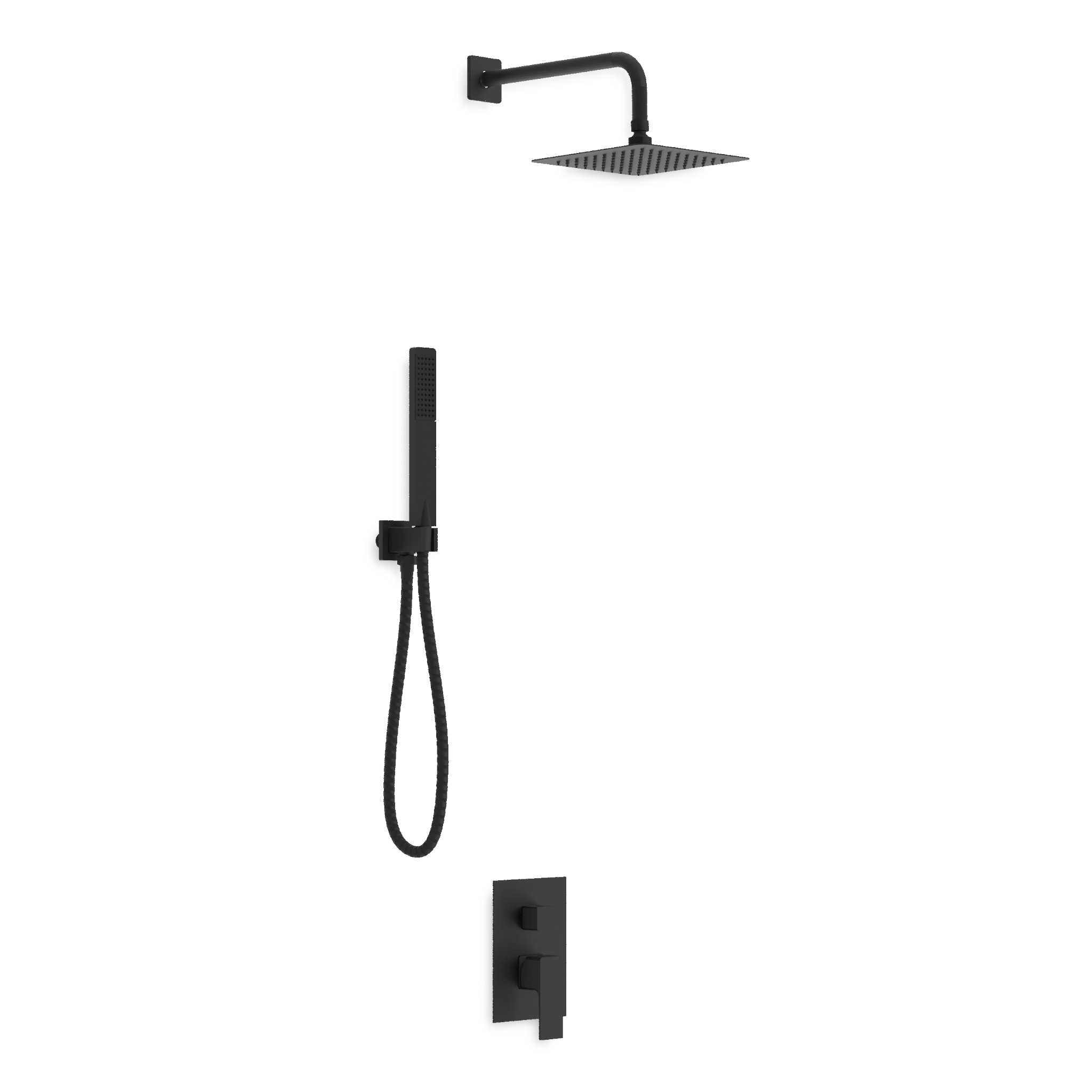 Ensemble de douche encastré Aquila noir mat avec douchette à main