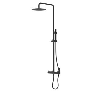 Ensemble de douche apparent Cetus noir mat avec pomme de douche à effet pluie - Image principale
