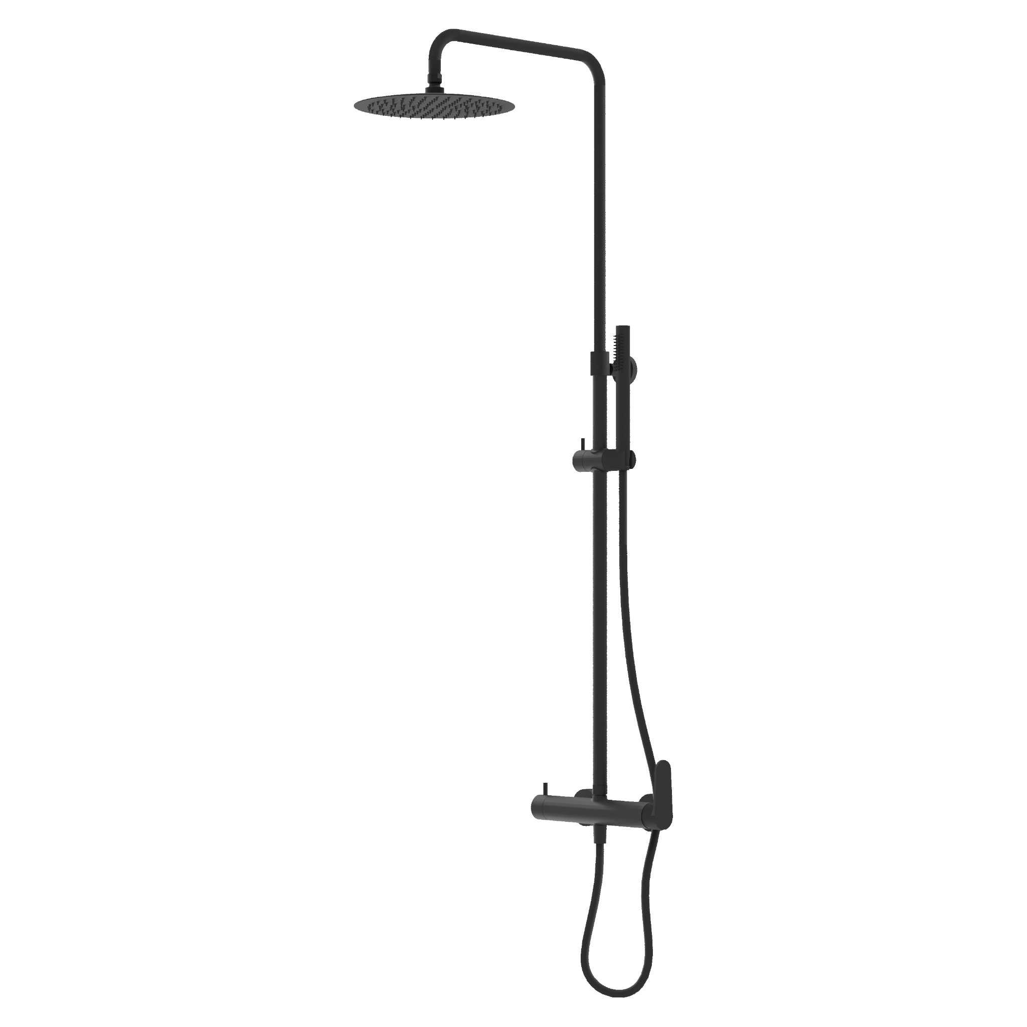Ensemble de douche apparent Cetus noir mat avec pomme de douche à effet pluie