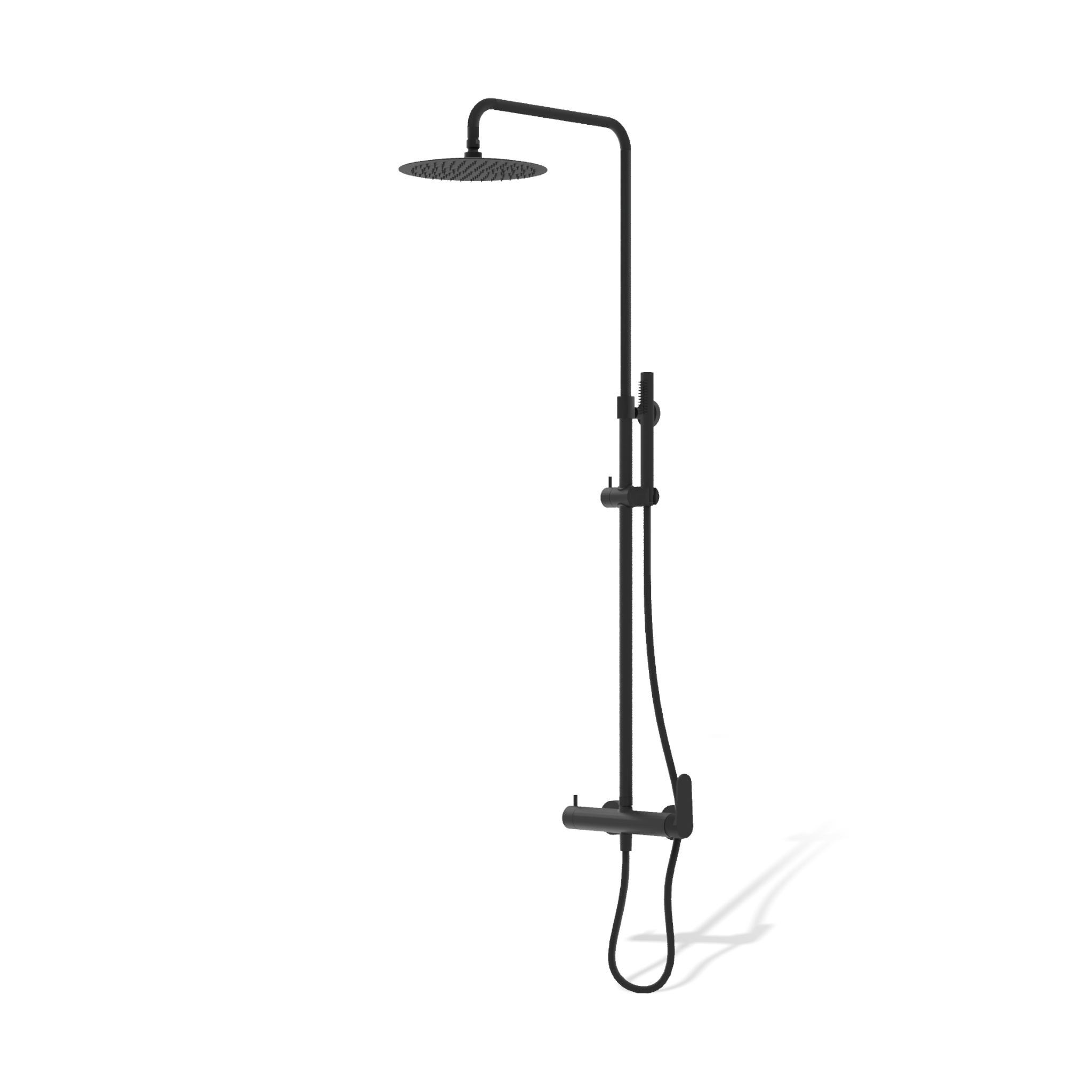 Ensemble de douche Cetus noir mat avec pomme de douche à effet pluie et douchette à main