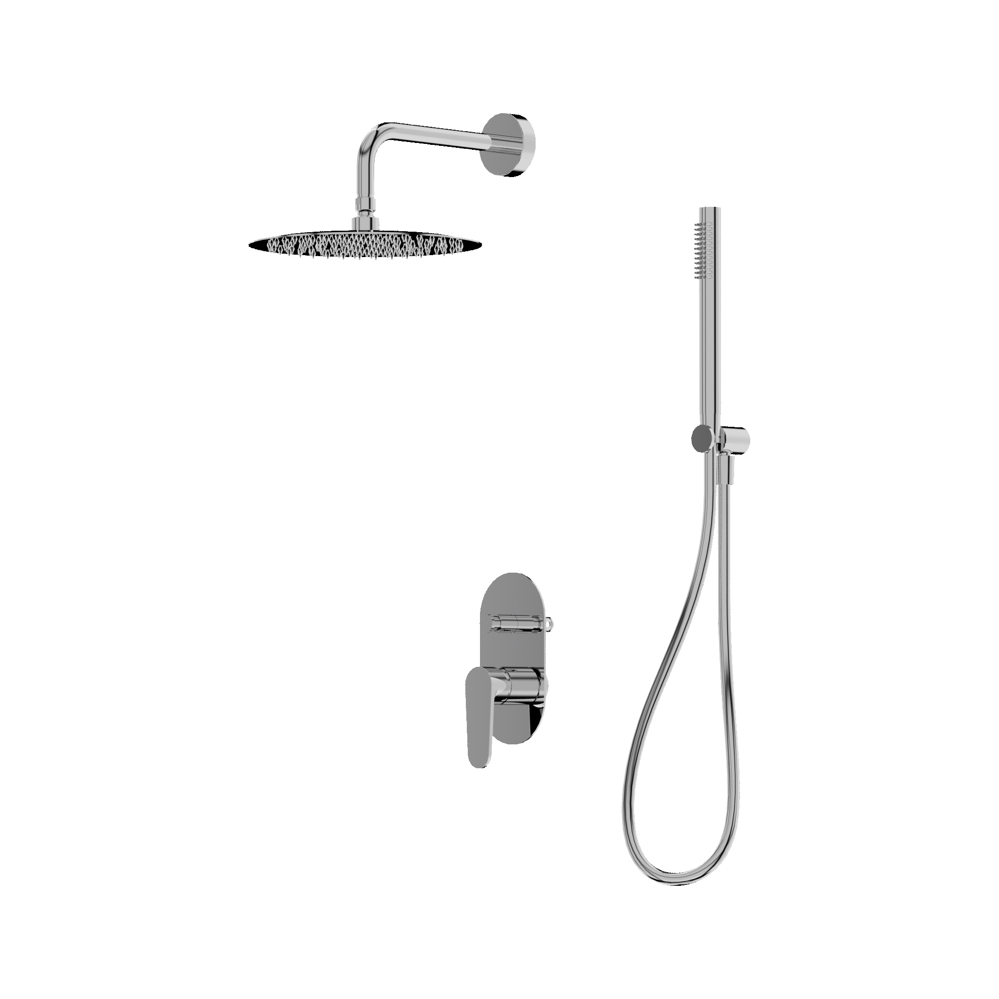 Système de douche encastré Cetus chromé avec douche de pluie