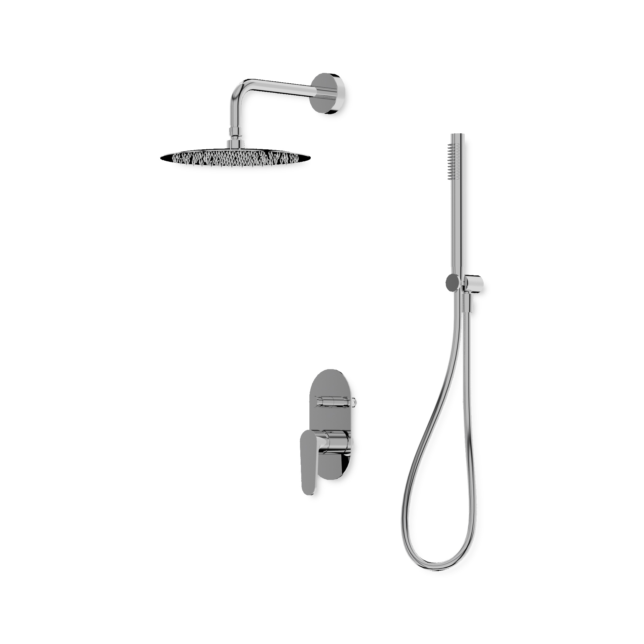 Système de douche Cetus chromé avec douche de pluie et douchette à main