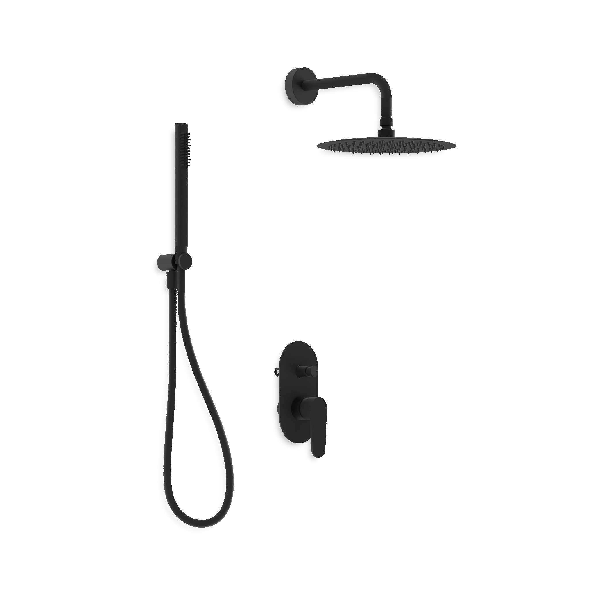 Système de douche encastrable Cetus noir mat avec douchette à main