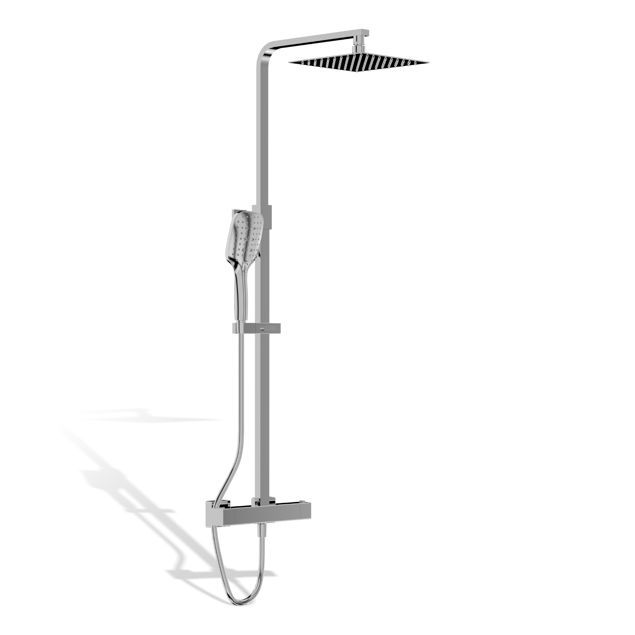 Système de douche apparent Cetus en chrome avec douche de pluie et douchette