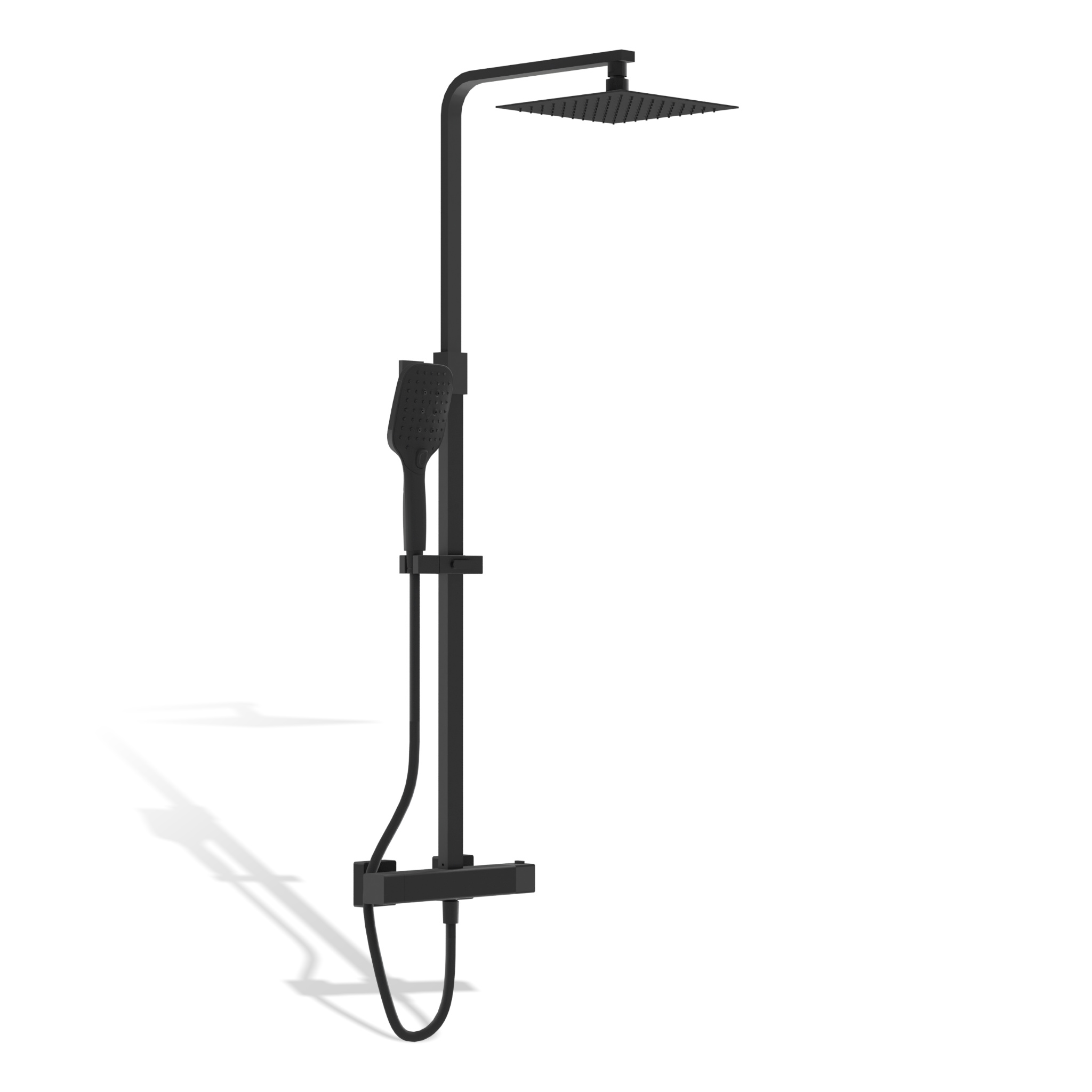 Système de douche apparent Cetus en noir mat