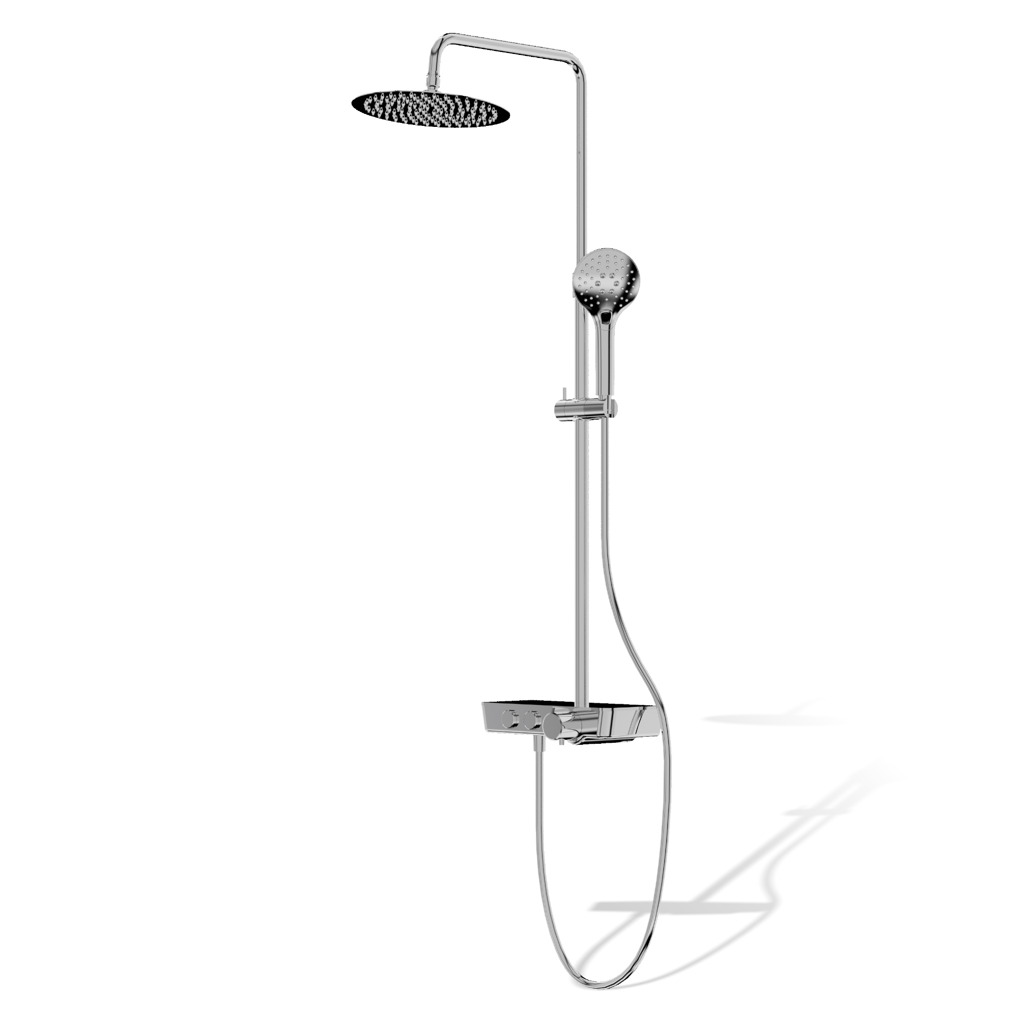Système de douche Cetus en chrome avec thermostat
