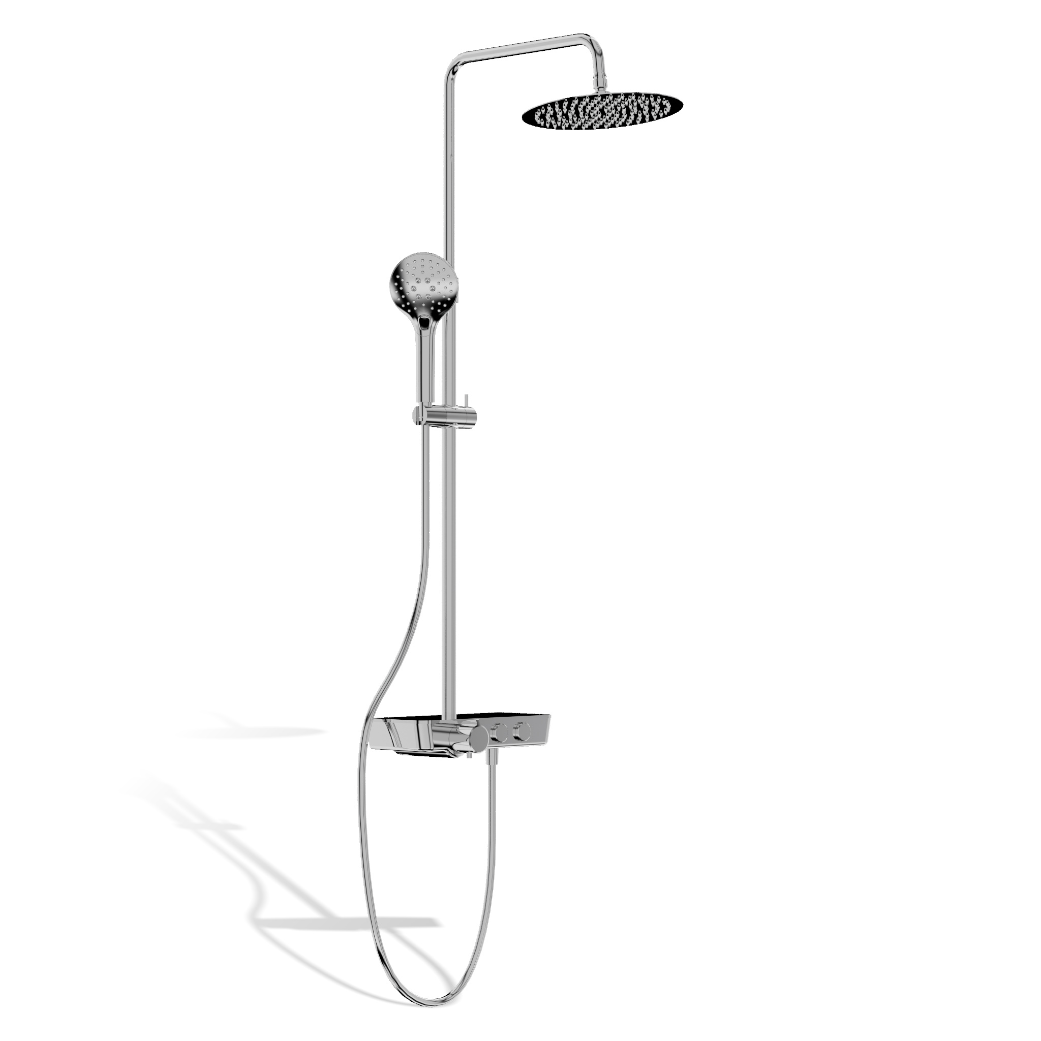 Système de douche apparent Cetus chromé avec douche de pluie et douchette