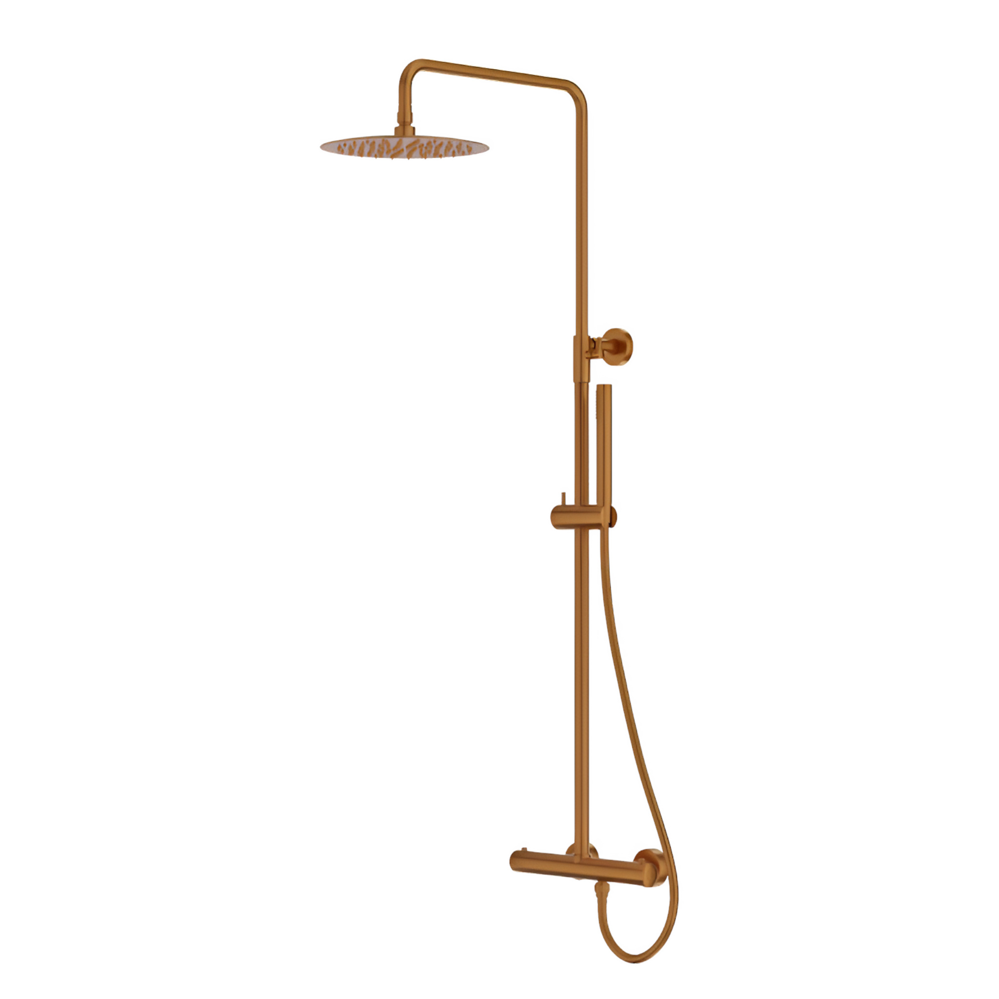 Ensemble de douche apparent Orion avec pomme de douche pluie – Cuivre brossé