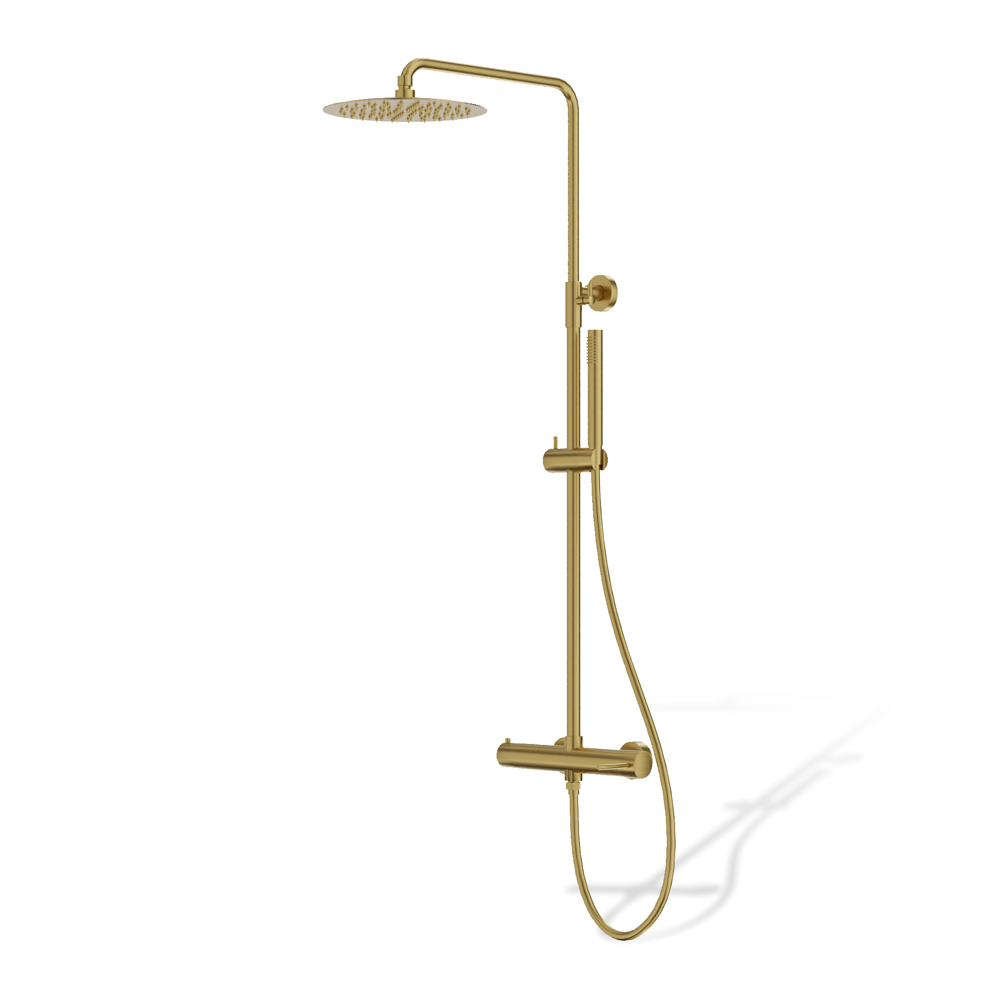 Set de douche Orion en or brossé avec douchette à main