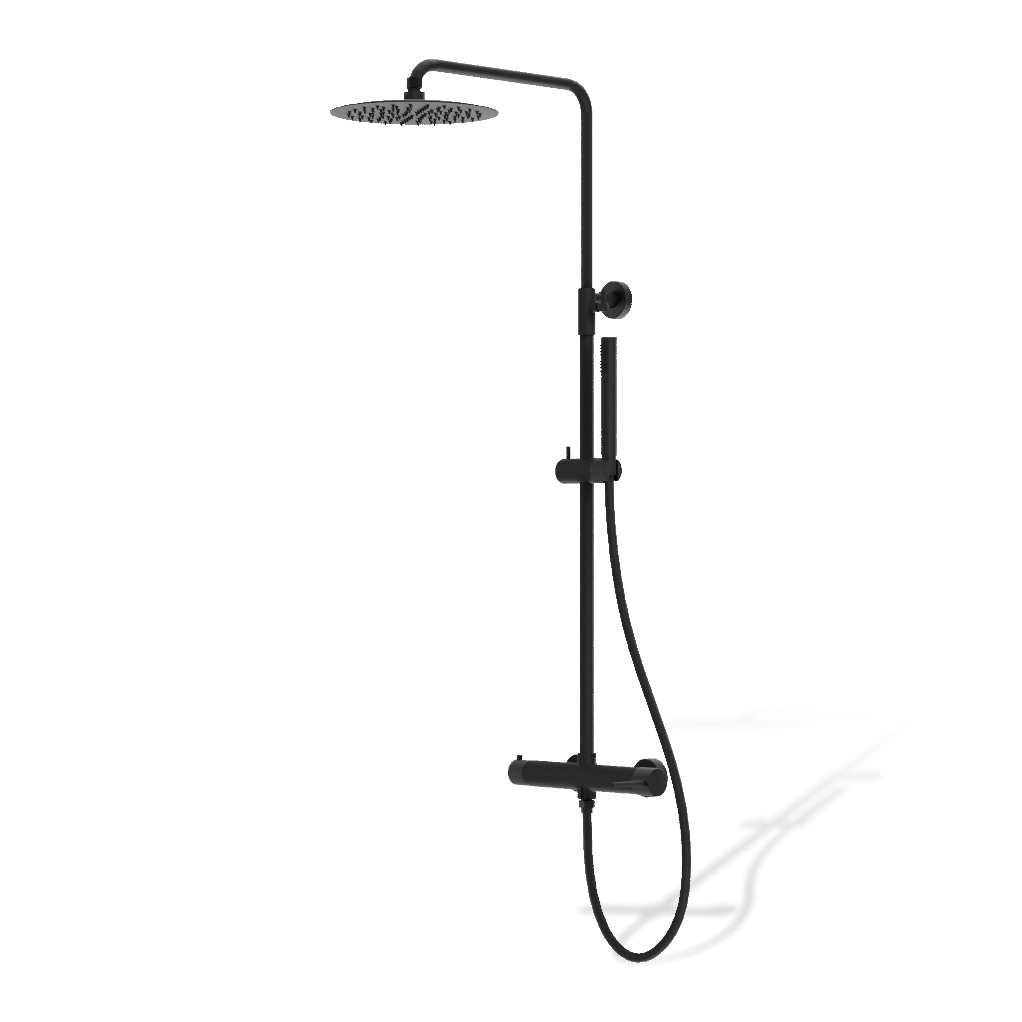 Ensemble de douche apparent Orion noir mat avec douchette à main
