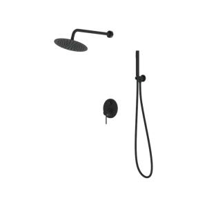 Système de douche encastré Orion noir mat avec pomme de douche de pluie de 25 cm - Image principale