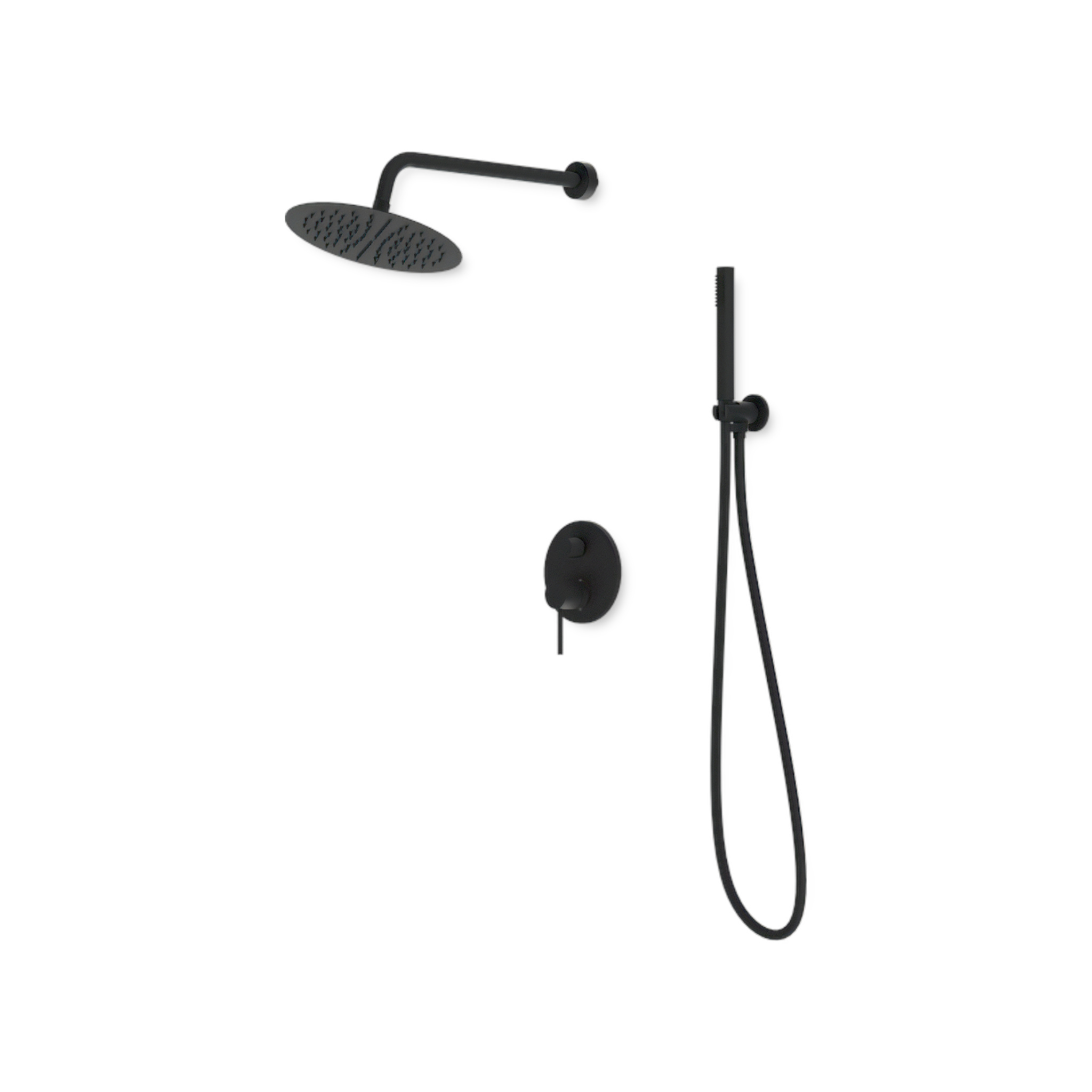 Système de douche Orion noir mat avec douche de pluie et douchette à main