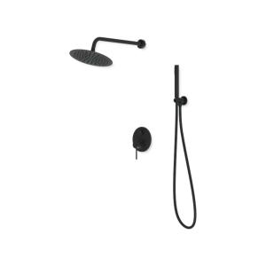 Système de douche encastré Orion noir mat avec pomme de douche de pluie de 25 cm - Image supplémentaire