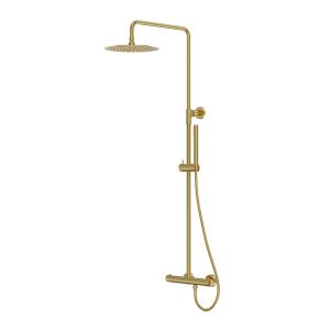 Ensemble de douche thermostatique en apparent avec pomme de douche Orion Brushed Gold - Image principale