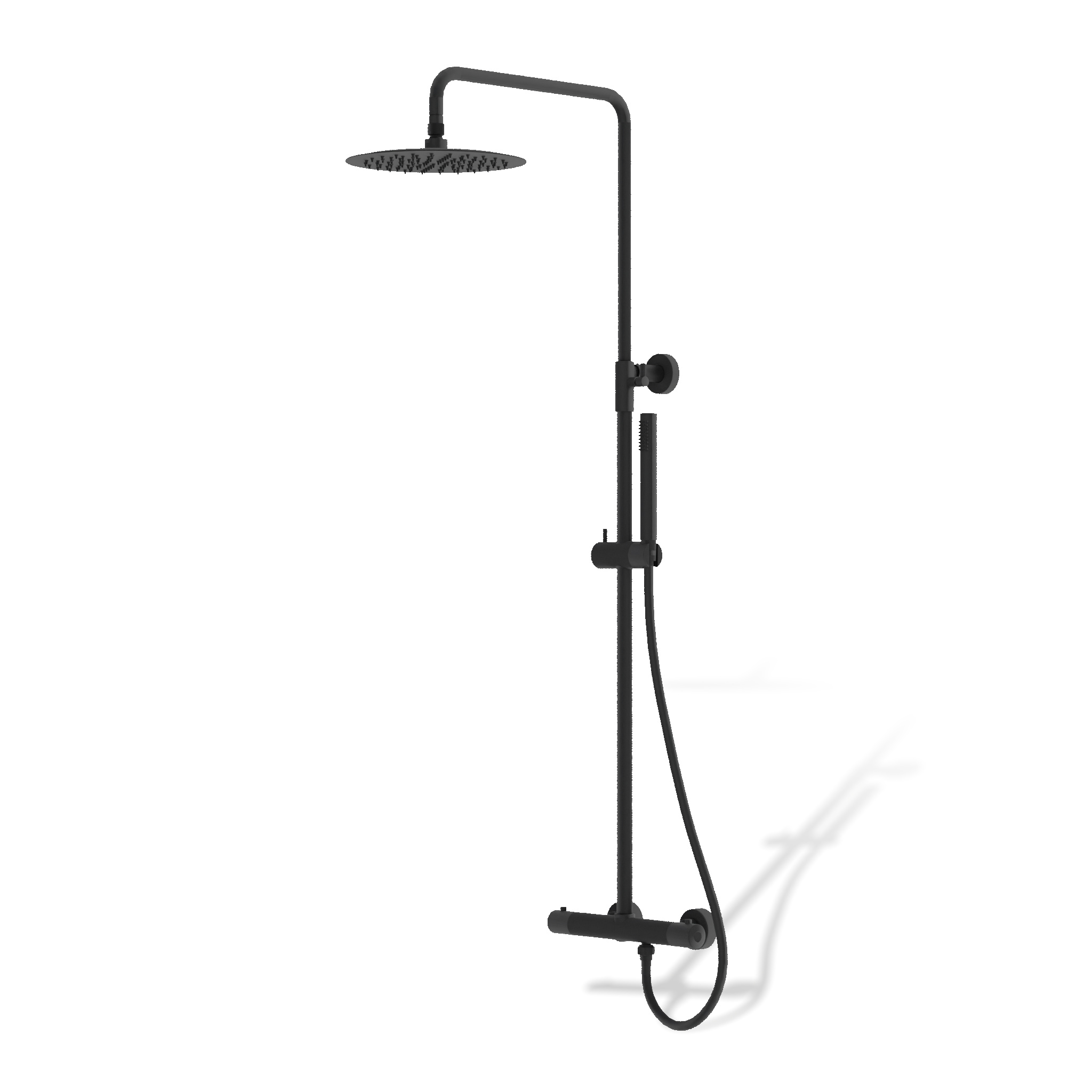 Set de douche Orion noir mat avec mitigeur thermostatique, montage apparent