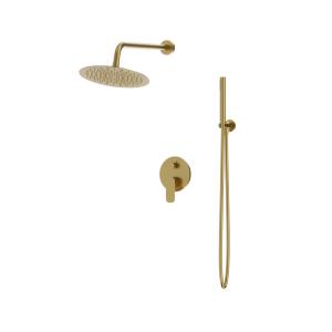 Ensemble de douche encastré Spark en or brossé avec pomme de douche à effet pluie - Image principale