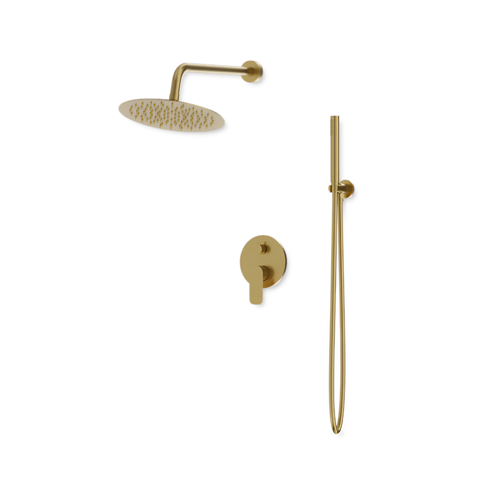 Ensemble de douche Spark en or brossé avec douche de pluie et douchette