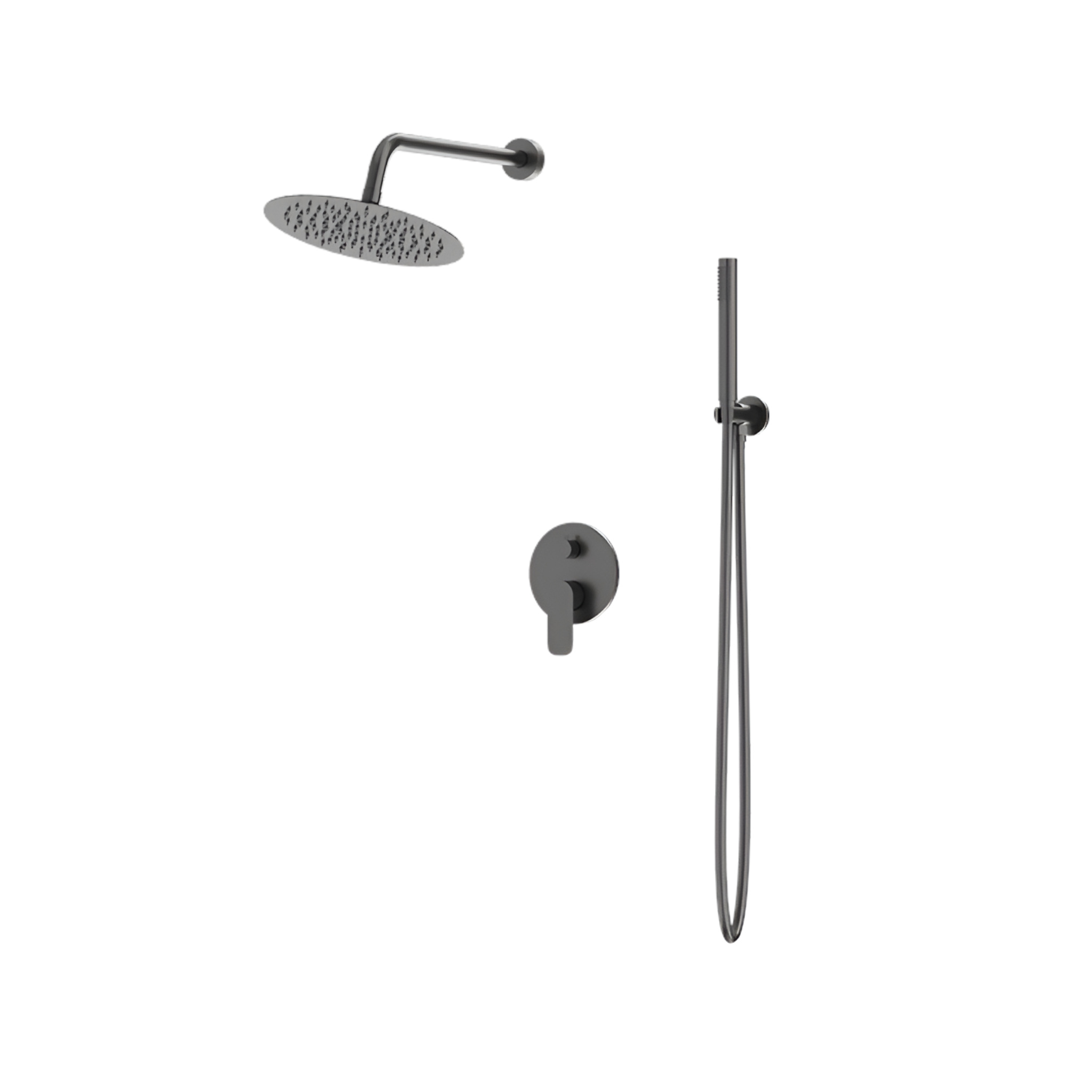 Système de douche encastré Spark en gunmetal avec douche de pluie